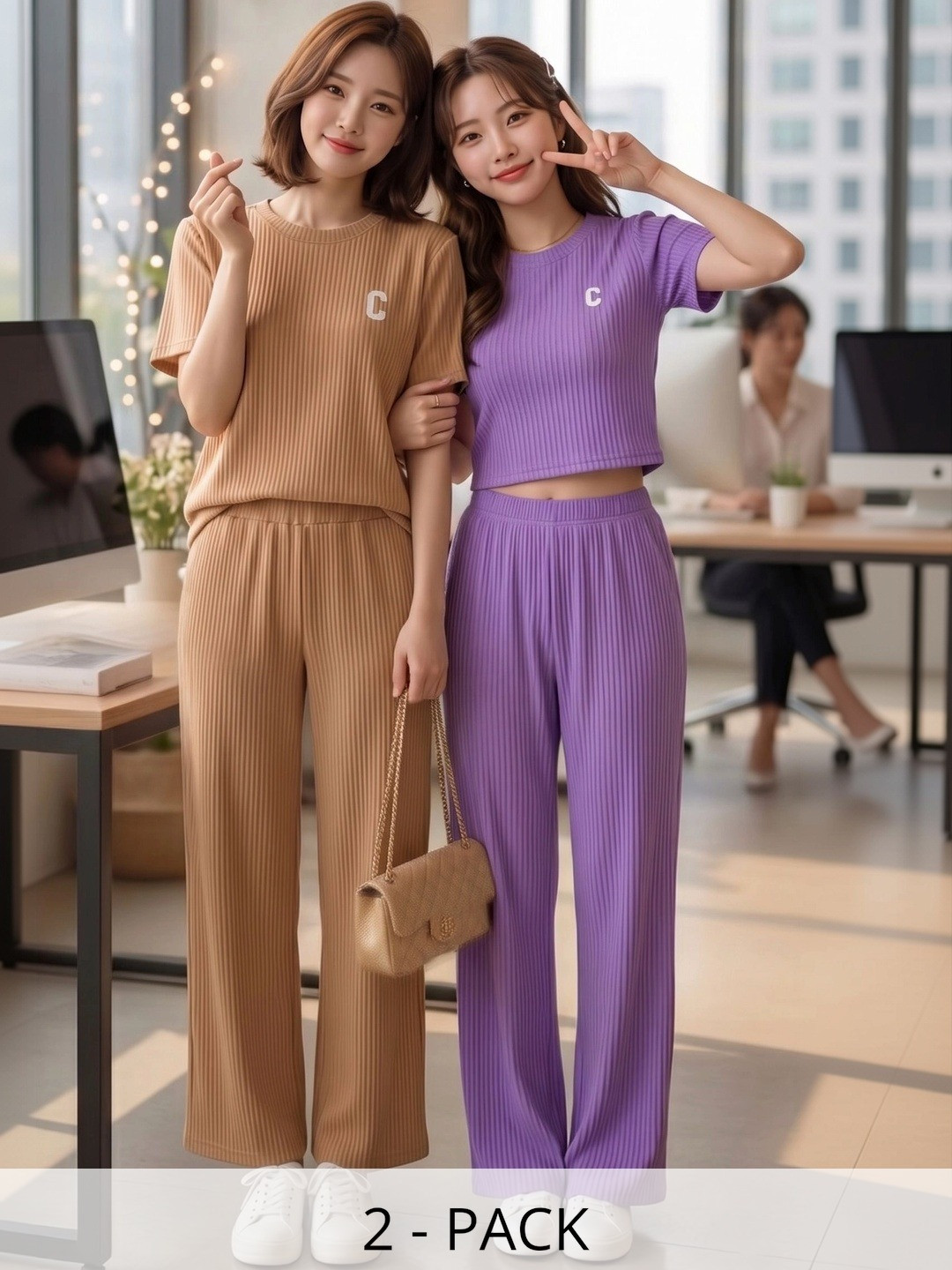 TIROMI Pack Of 2 Cotton Solid T-shirt with Trousers
