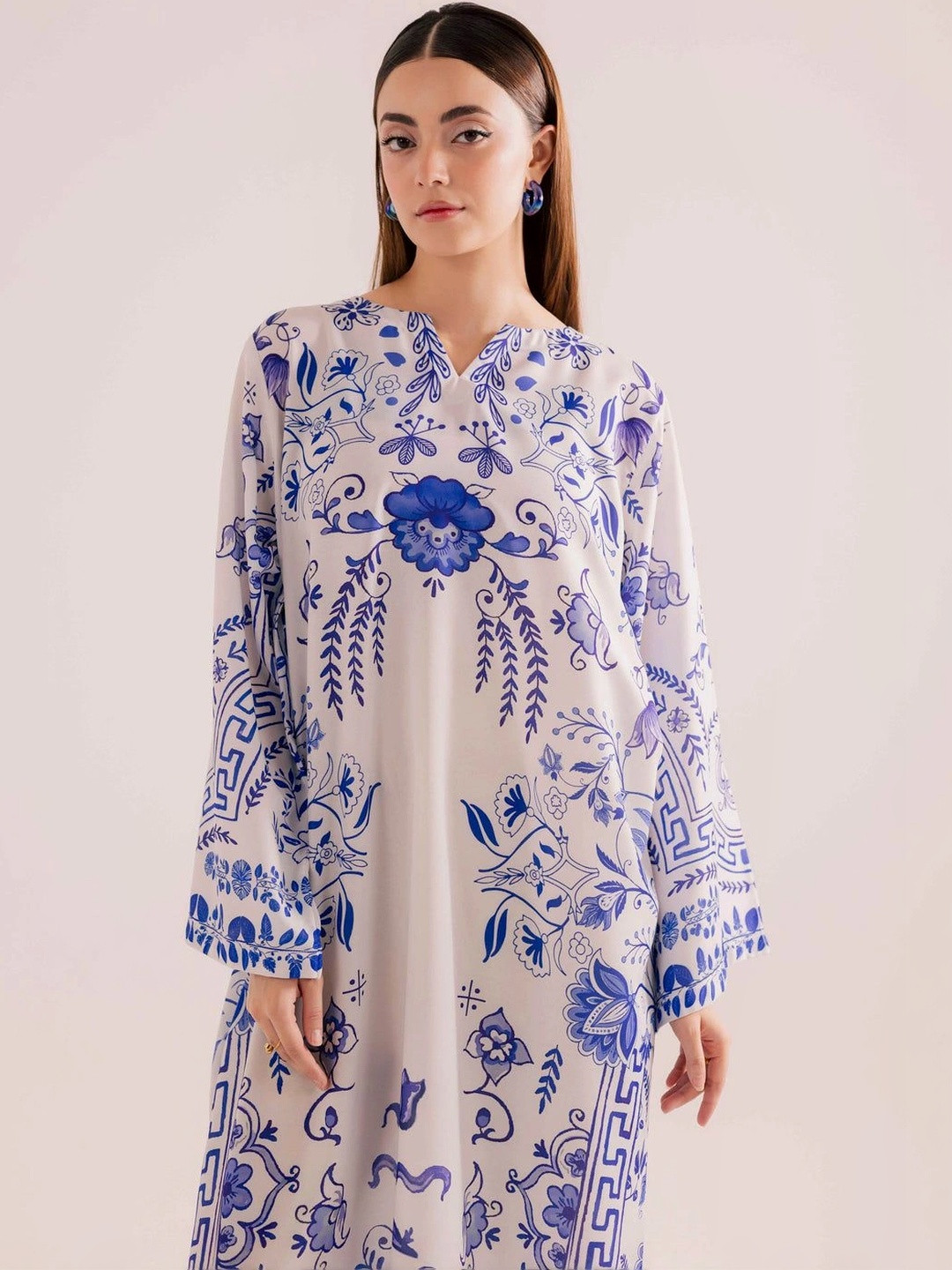 Stenfia Floral Print Flared Sleeve Maxi Dress