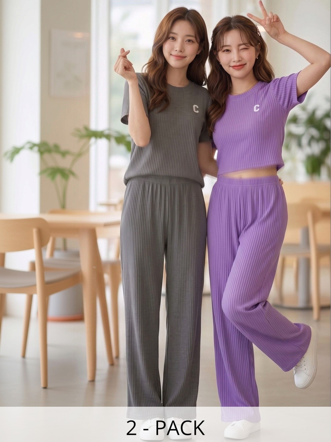 TIROMI Pack Of 2 Cotton Solid T-shirt with Trousers