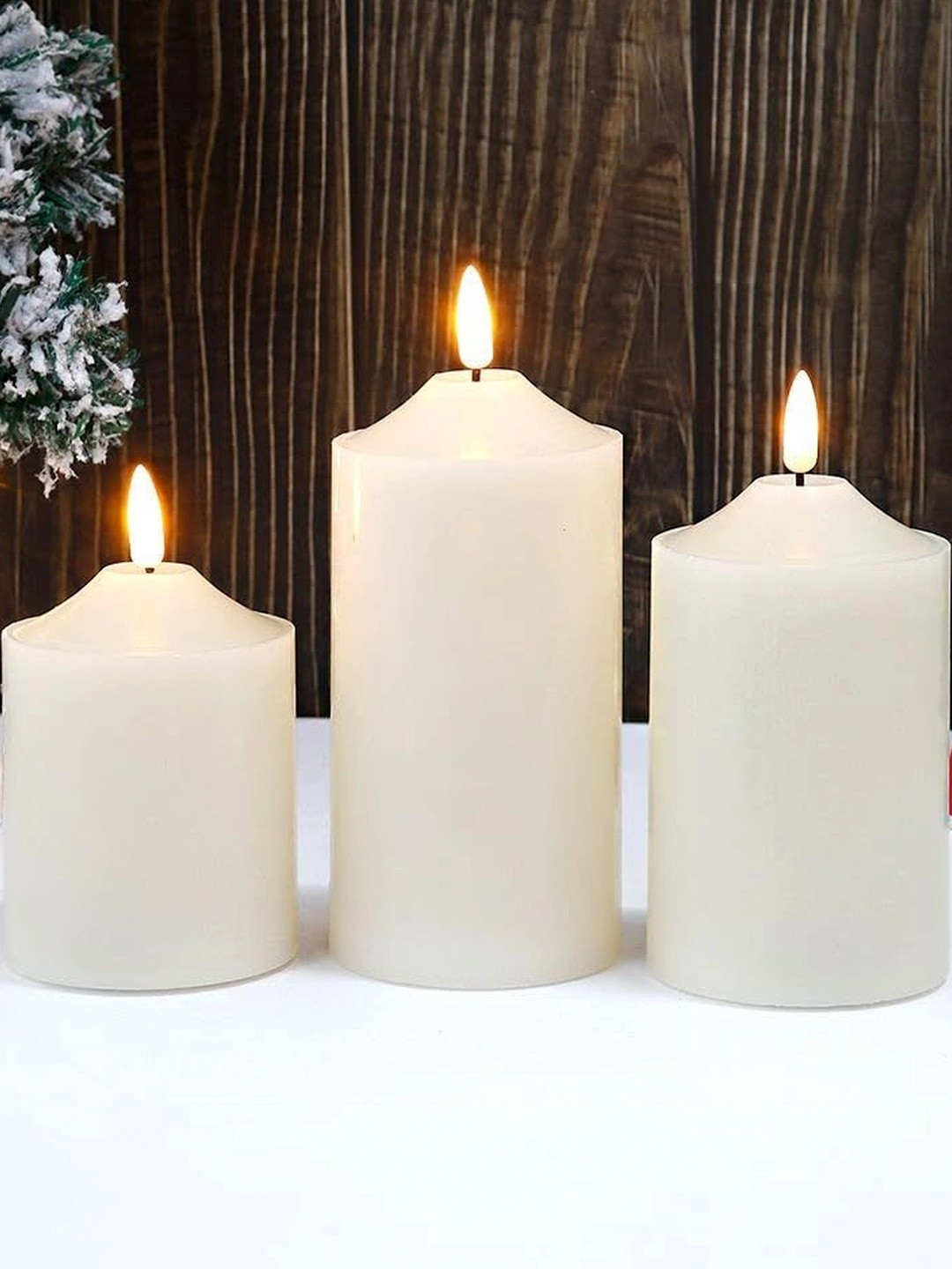 Coku White 3 pieces Pillar Candle
