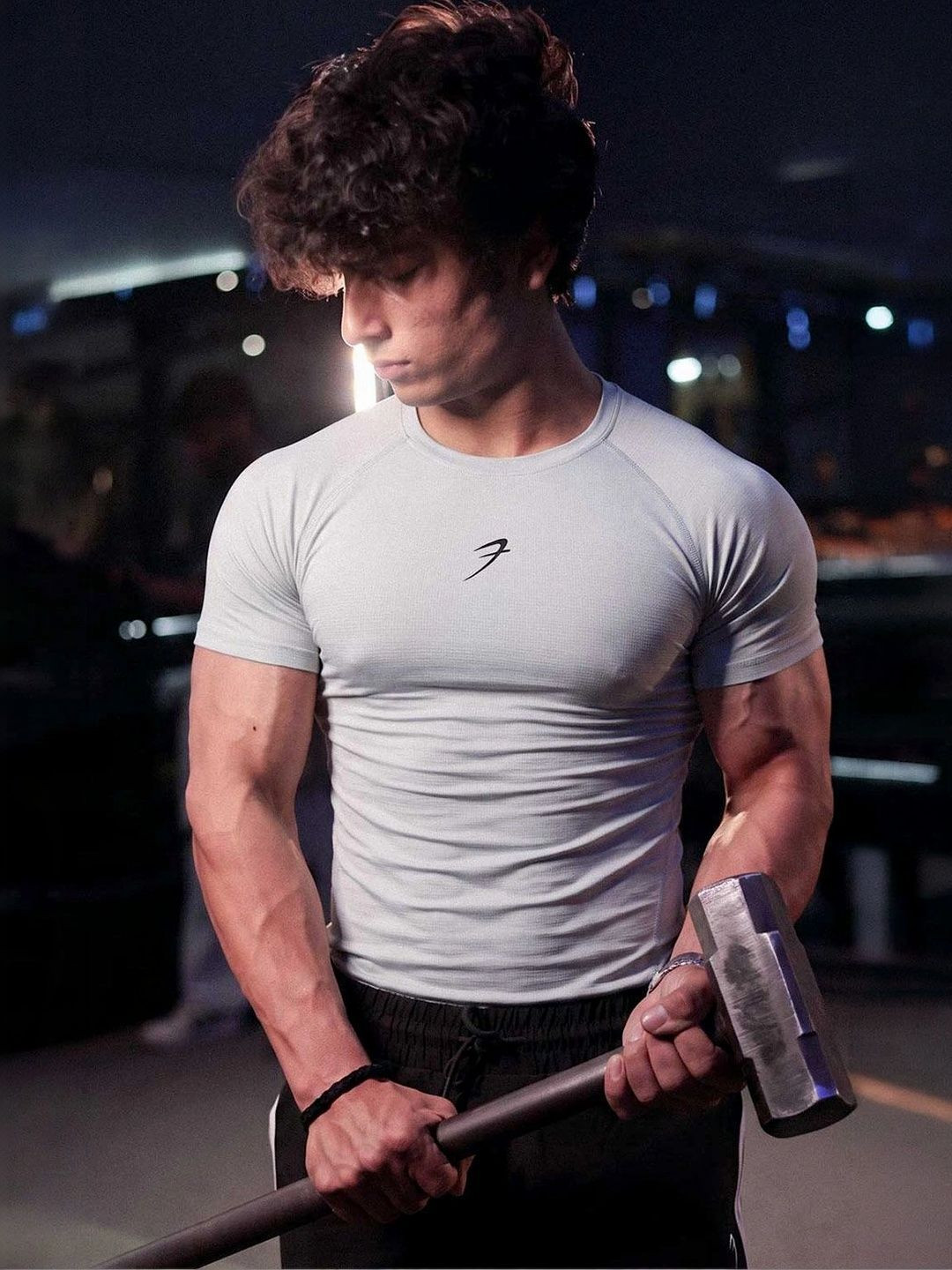 FUAARK Men Brand Logo Compression T-shirt