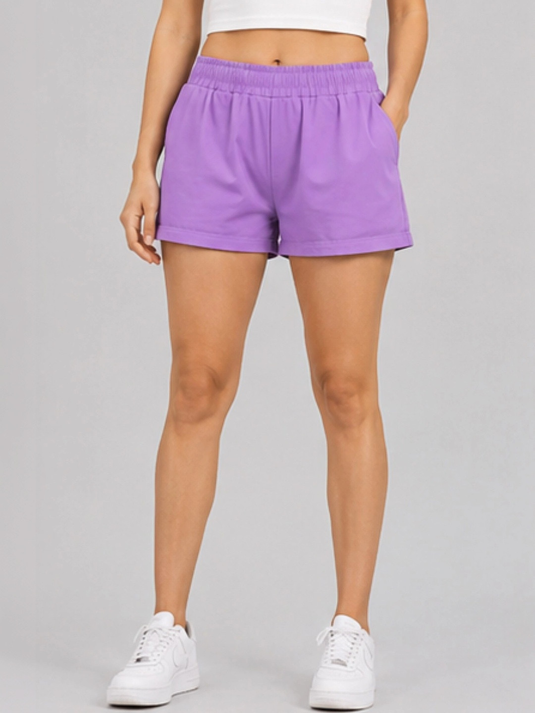 SUGNAA Women Mid-Rise Cotton Shorts