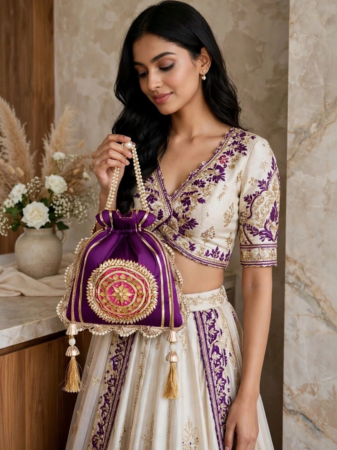 BYRA Embroidered Potli Clutch