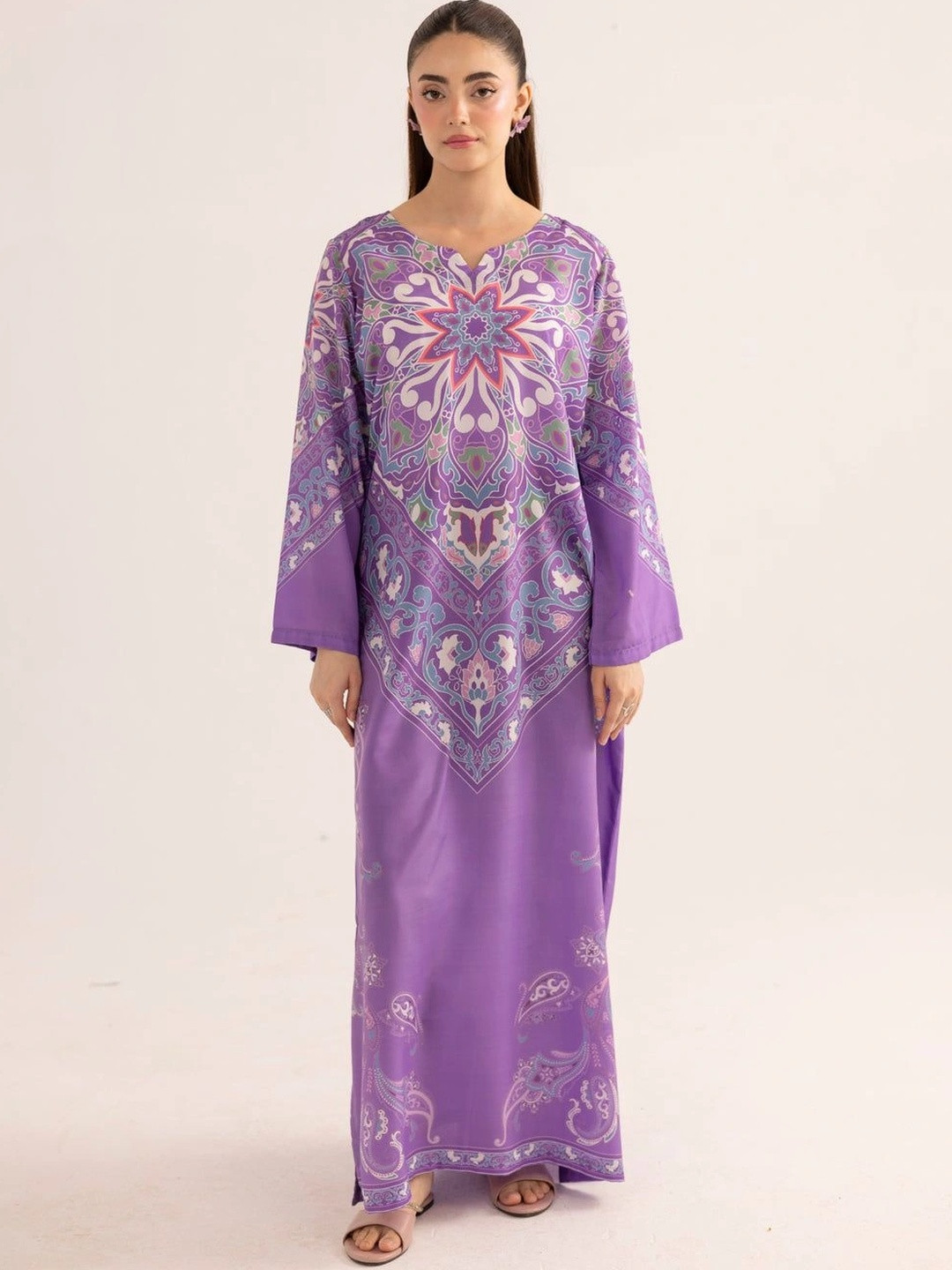 Stenfia Floral Print Flared Sleeve Maxi Dress