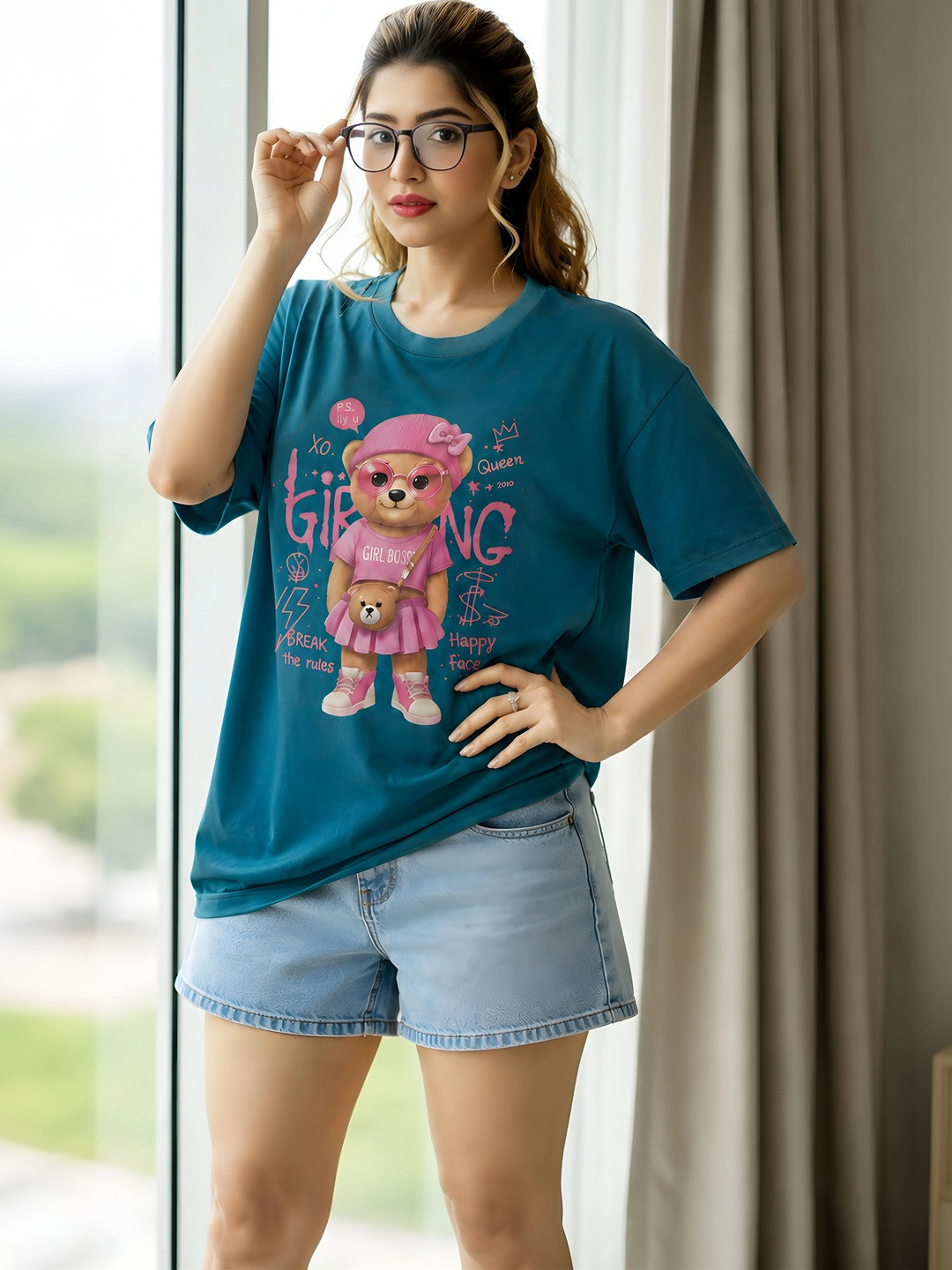 ELVIA Women Typography Printed T-shirt
