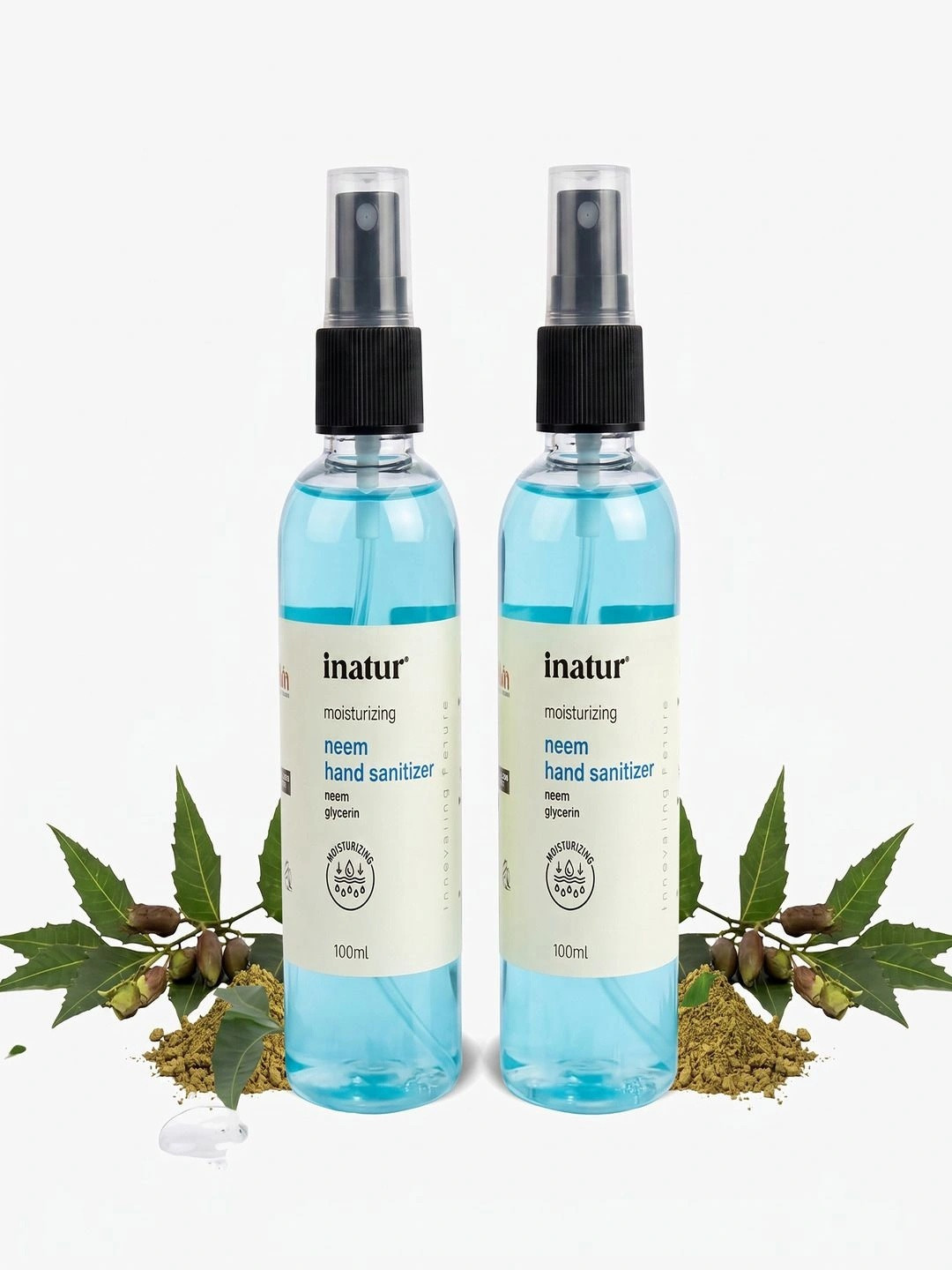 Inatur Set Of 2 Neem Hand Sanitizer- 100 ml Each