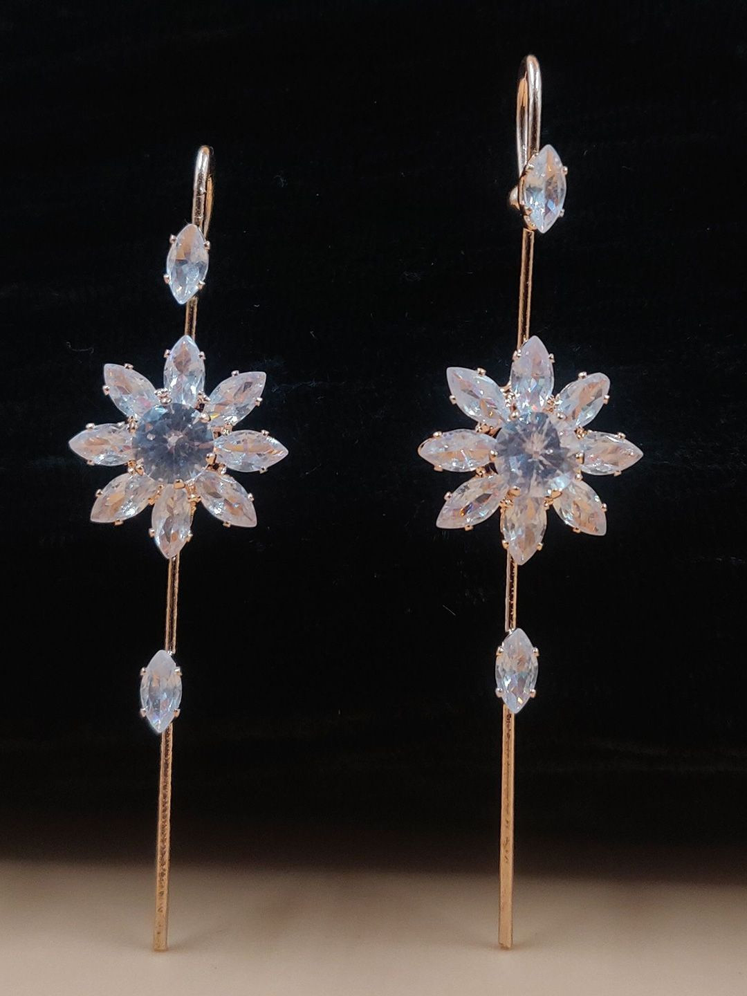 JYONA Rose Gold-Plated Floral Cubic Zirconia Ear Cuff