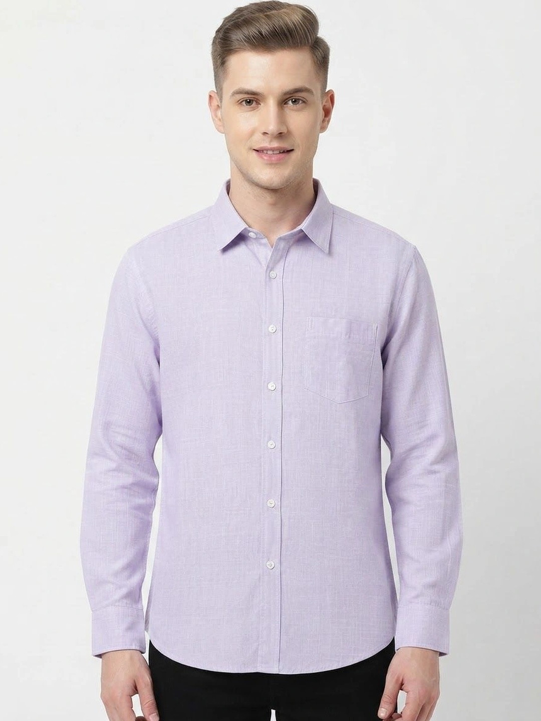 LUKAS VICTORY Men Solid Spread Collar Casual Shirt