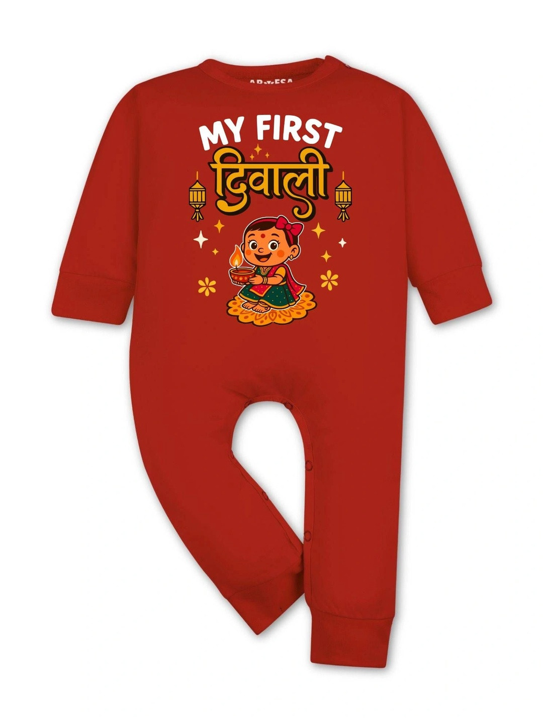 Arvesa Infants My First Diwali Printed Cotton Rompers