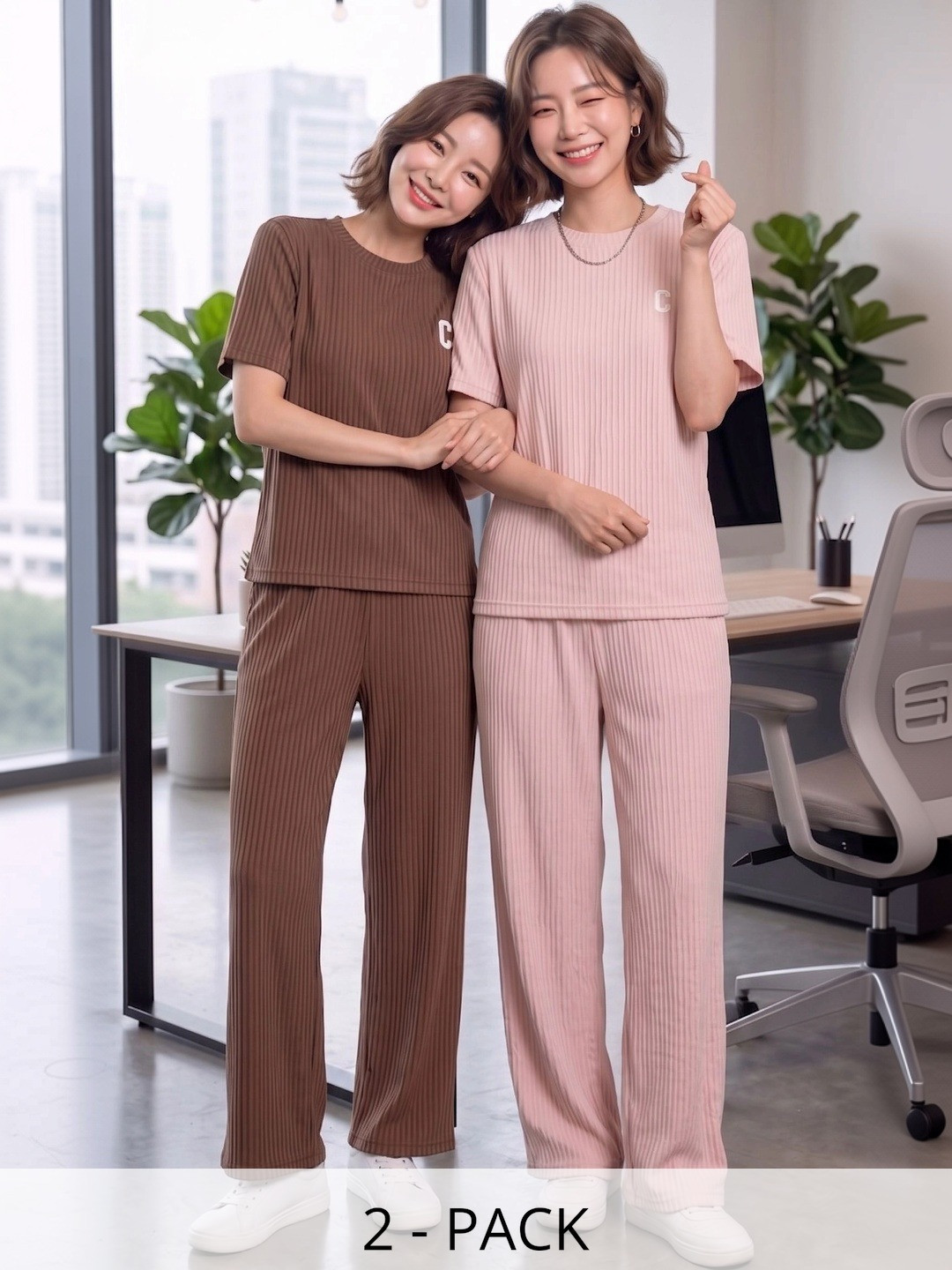 TIROMI Pack Of 2 Cotton Solid T-shirt with Trousers