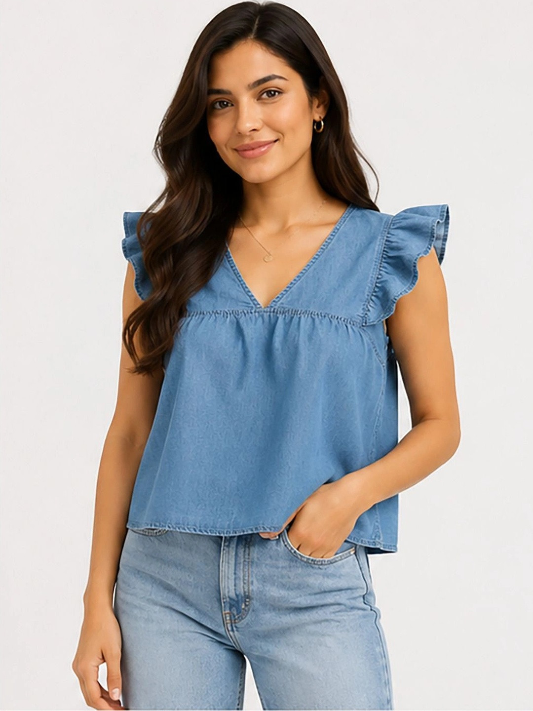 ZYVRA Ruffles Boxy Top