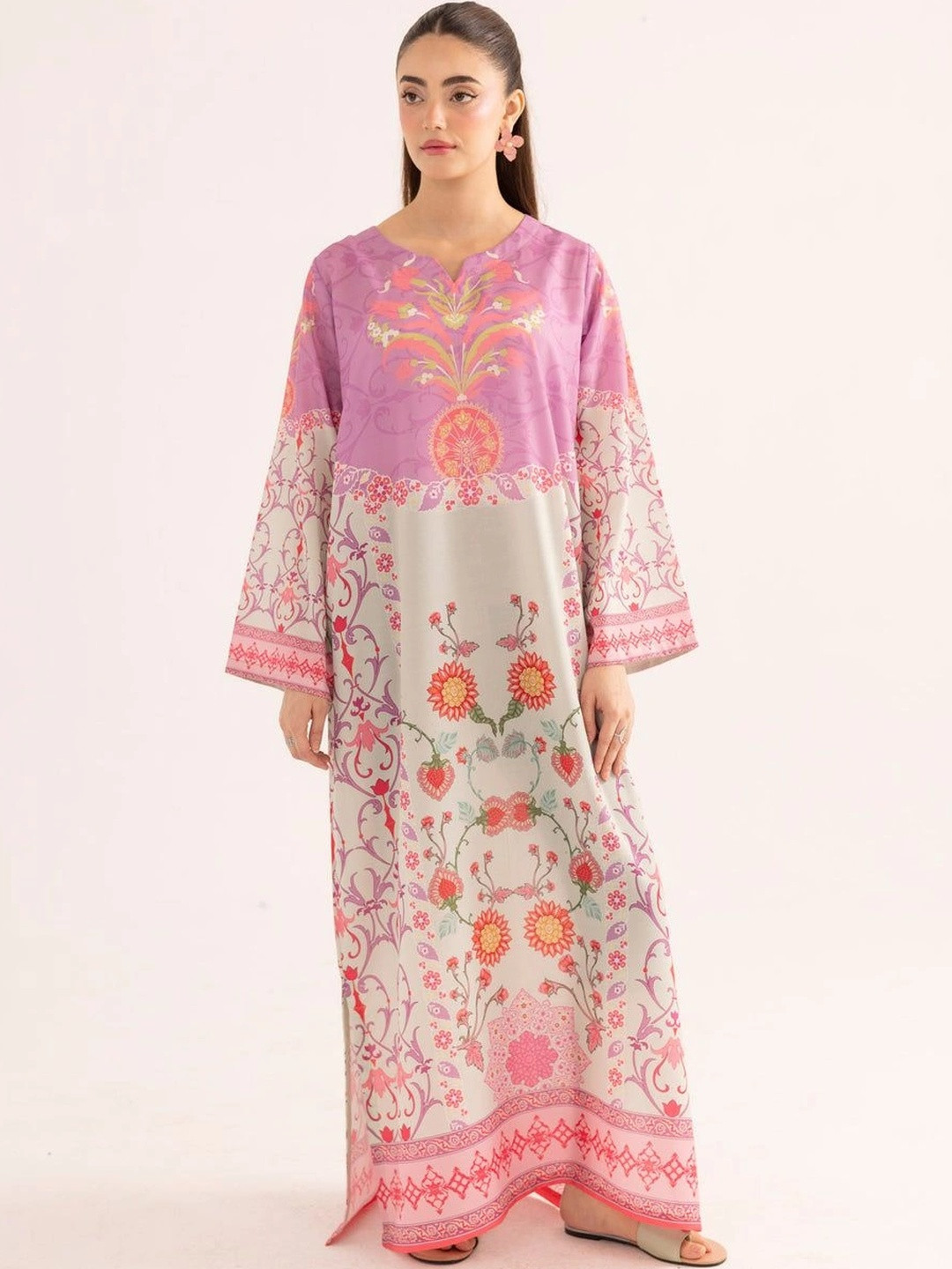 Stenfia Floral Print Flared Sleeve Maxi Dress