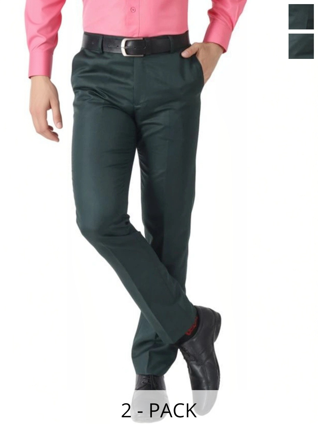 HERE&NOW Pack Of 2 Slim Fit Mid Rise Trouser