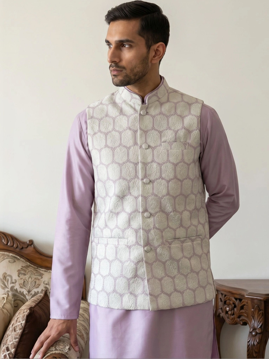 Jompers Woven Design Nehru Jackets
