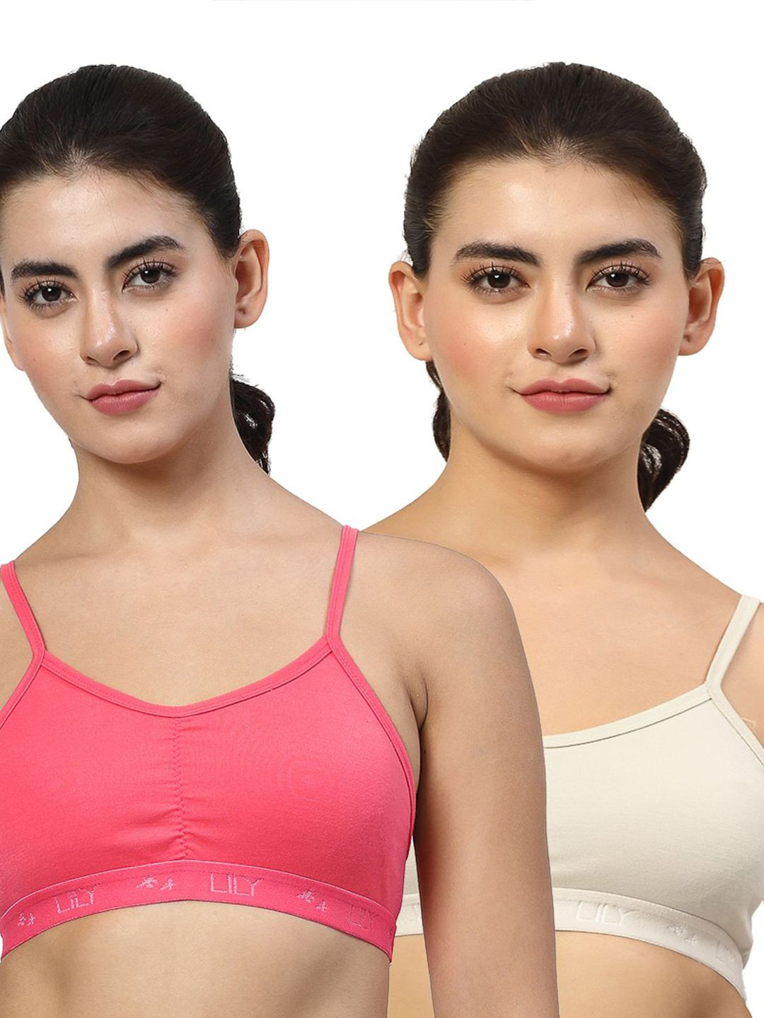 LILY Women Pack Of 2 Seamless Non Padded Sports Bra Full Coverage