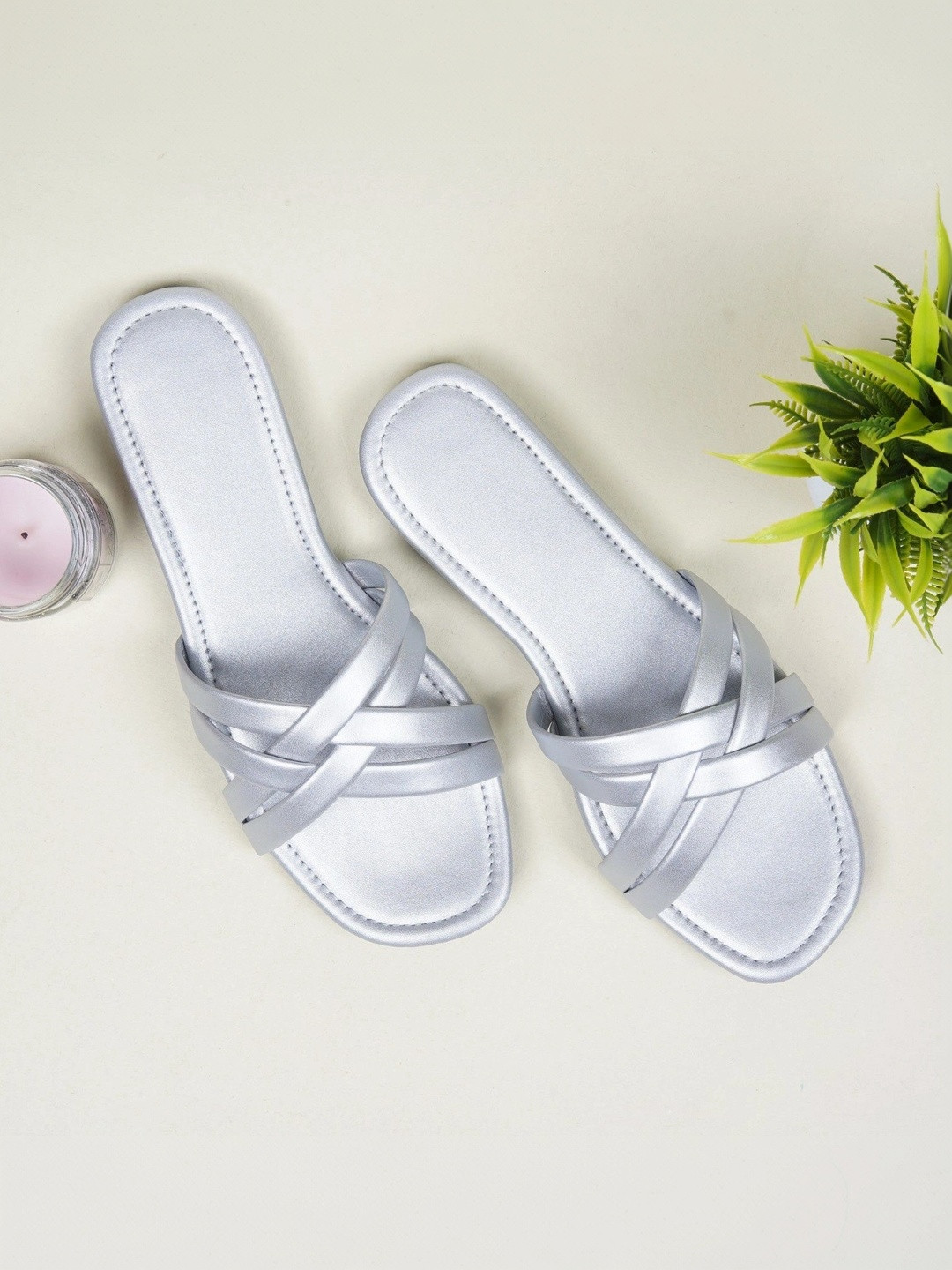 MAVTHA Women Striped Open Toe Flats
