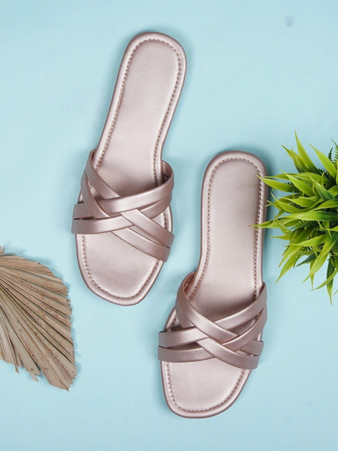 MAVTHA Women Striped Open Toe Flats