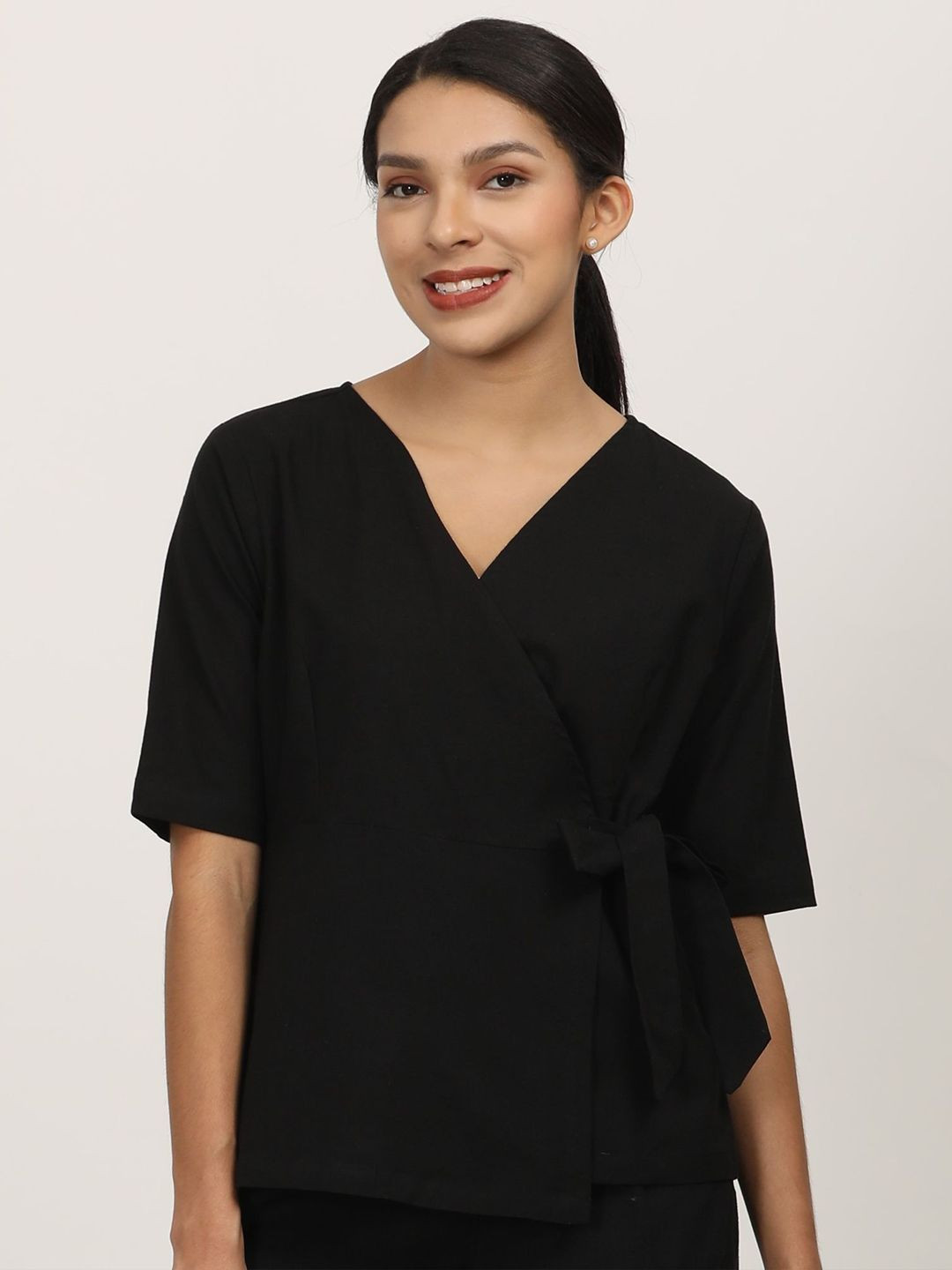 Saltpetre Women Cotton Wrap Top