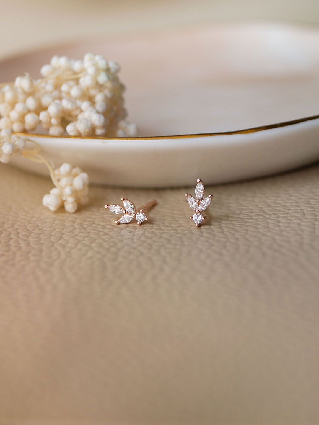 MANNASH Rose Gold-Plated Classic Studs Earrings