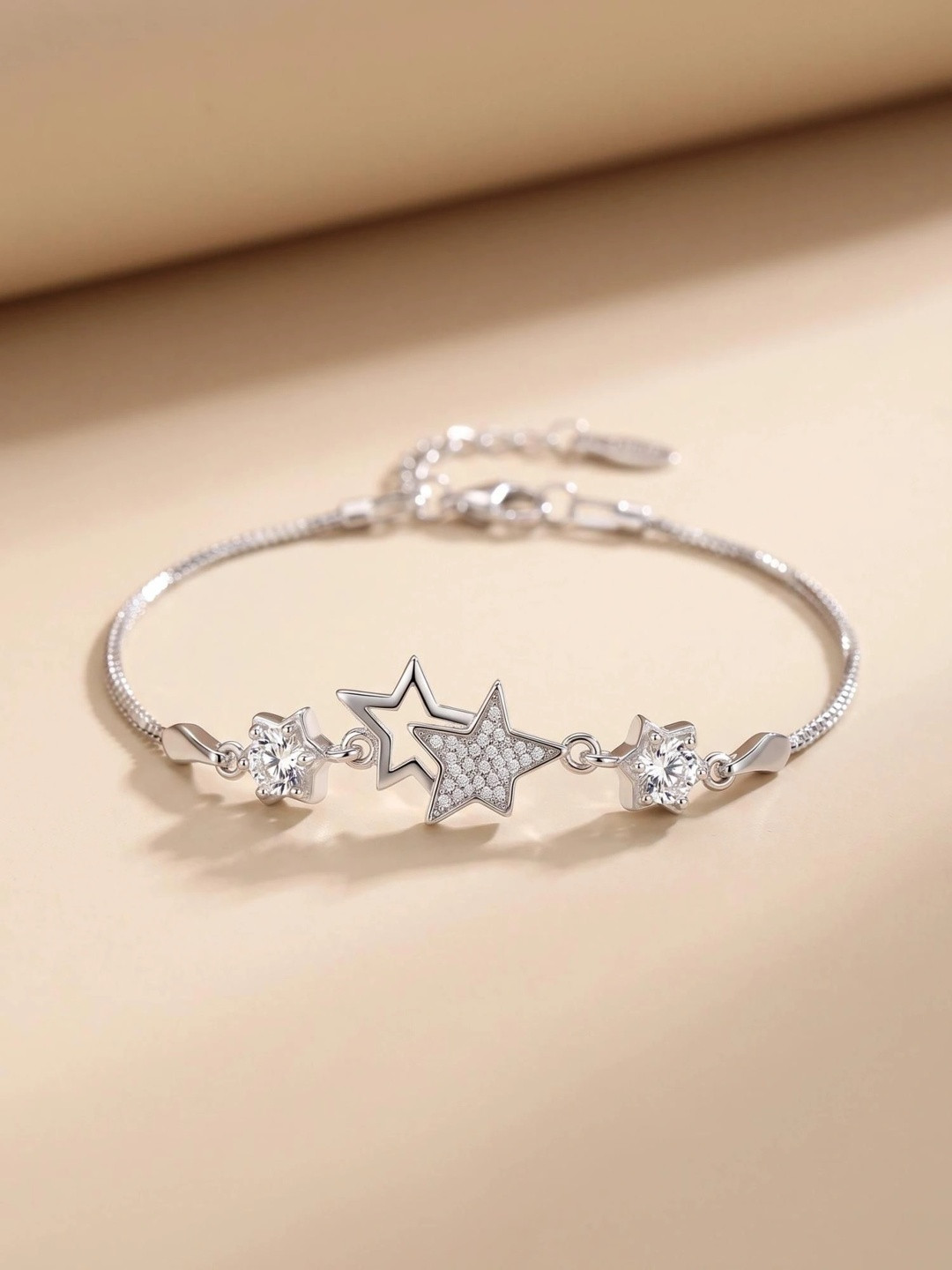MYKI Women Silver-Plated Cubic Zirconia Link Bracelet