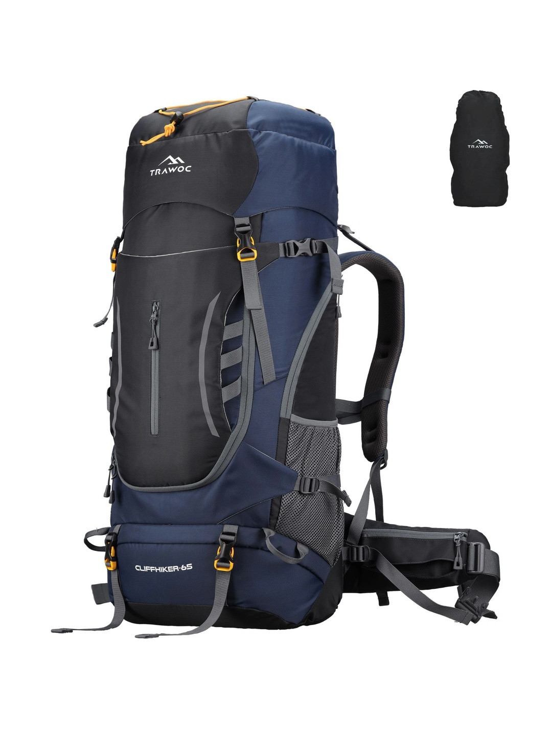 TRAWOC CLIFFHIKER Solid 65L Internal Frame Rucksack Dual Loading With Rain Cover
