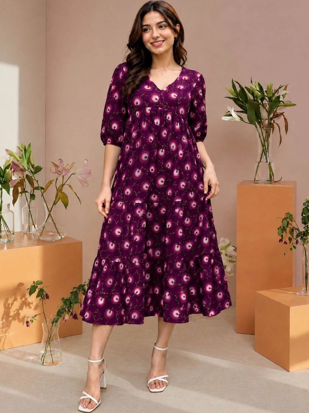 Twelve South Floral Print Fit & Flare Maxi Dress