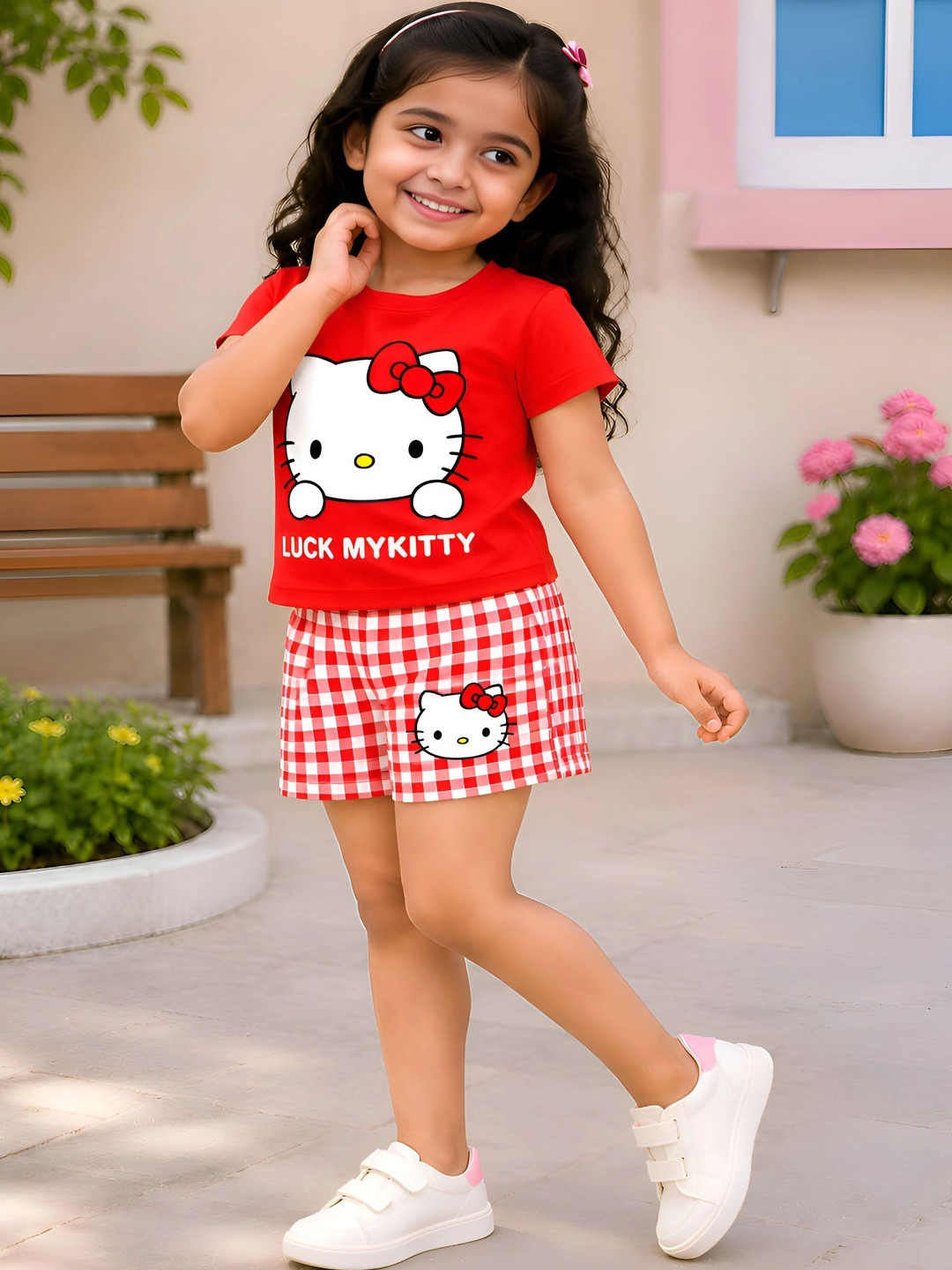 PY PINKYOU Girls Printed T-shirt with Shorts