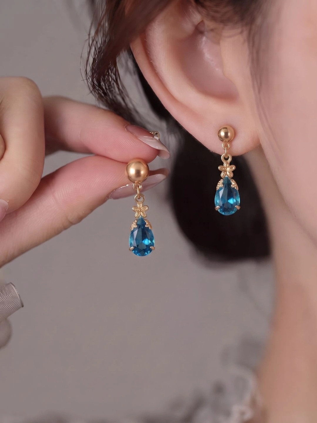 Sangria Teardrop Shaped Drop Earrings