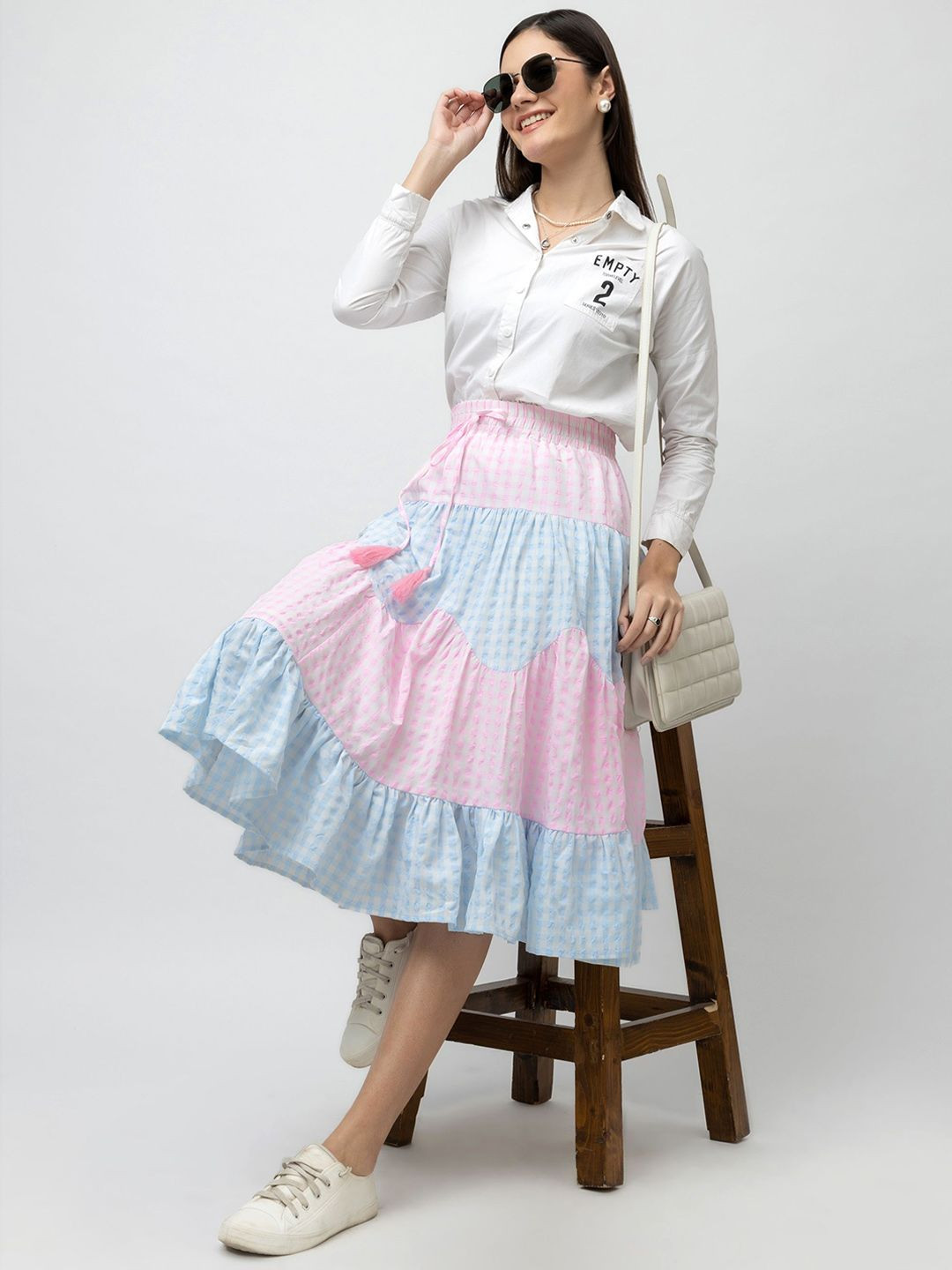 7OUNCE Women Midi Flared Skirt