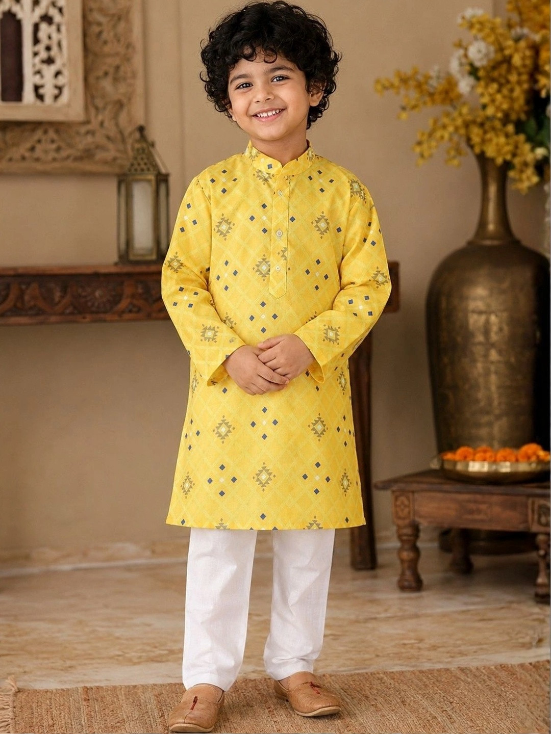 Superminis Boys Printed Regular Pure Cotton Kurta with Pyjamas