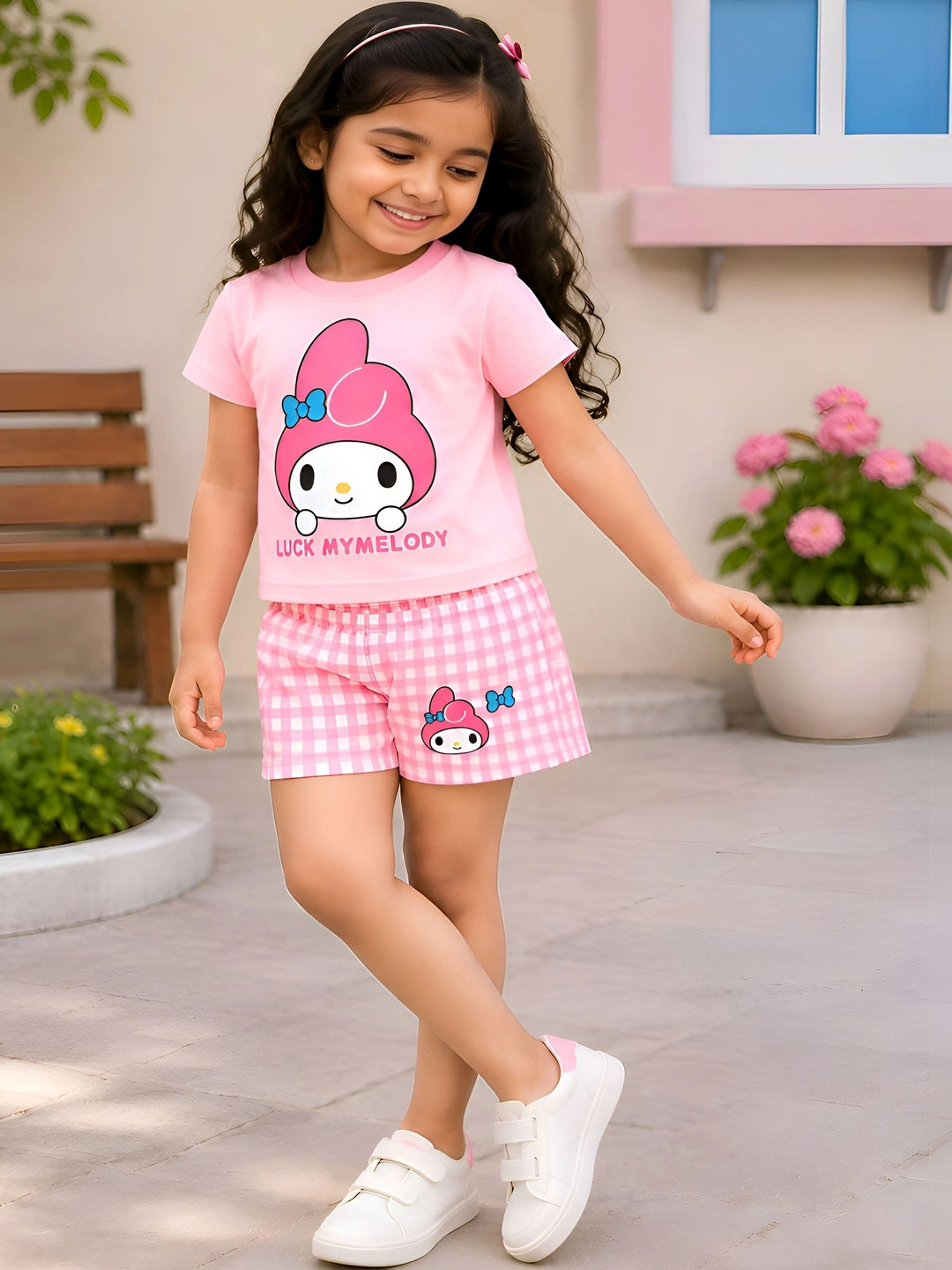 PY PINKYOU Girls Printed T-shirt with Shorts