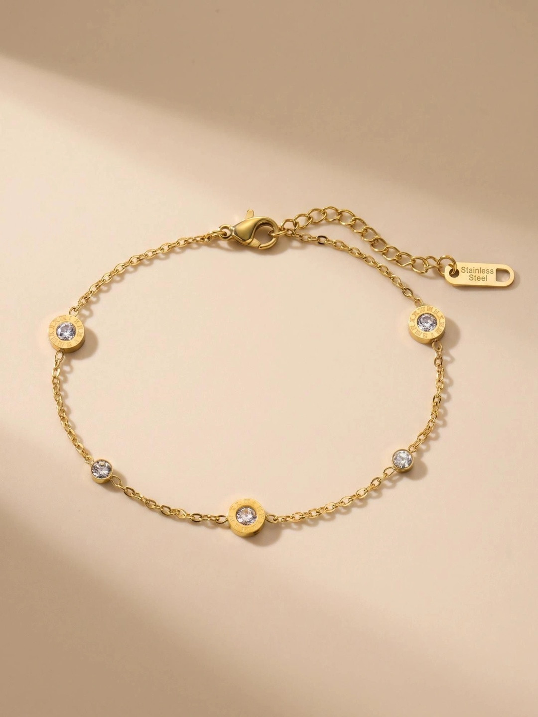 MYKI Women Gold-Plated Cubic Zirconia Charm Bracelet