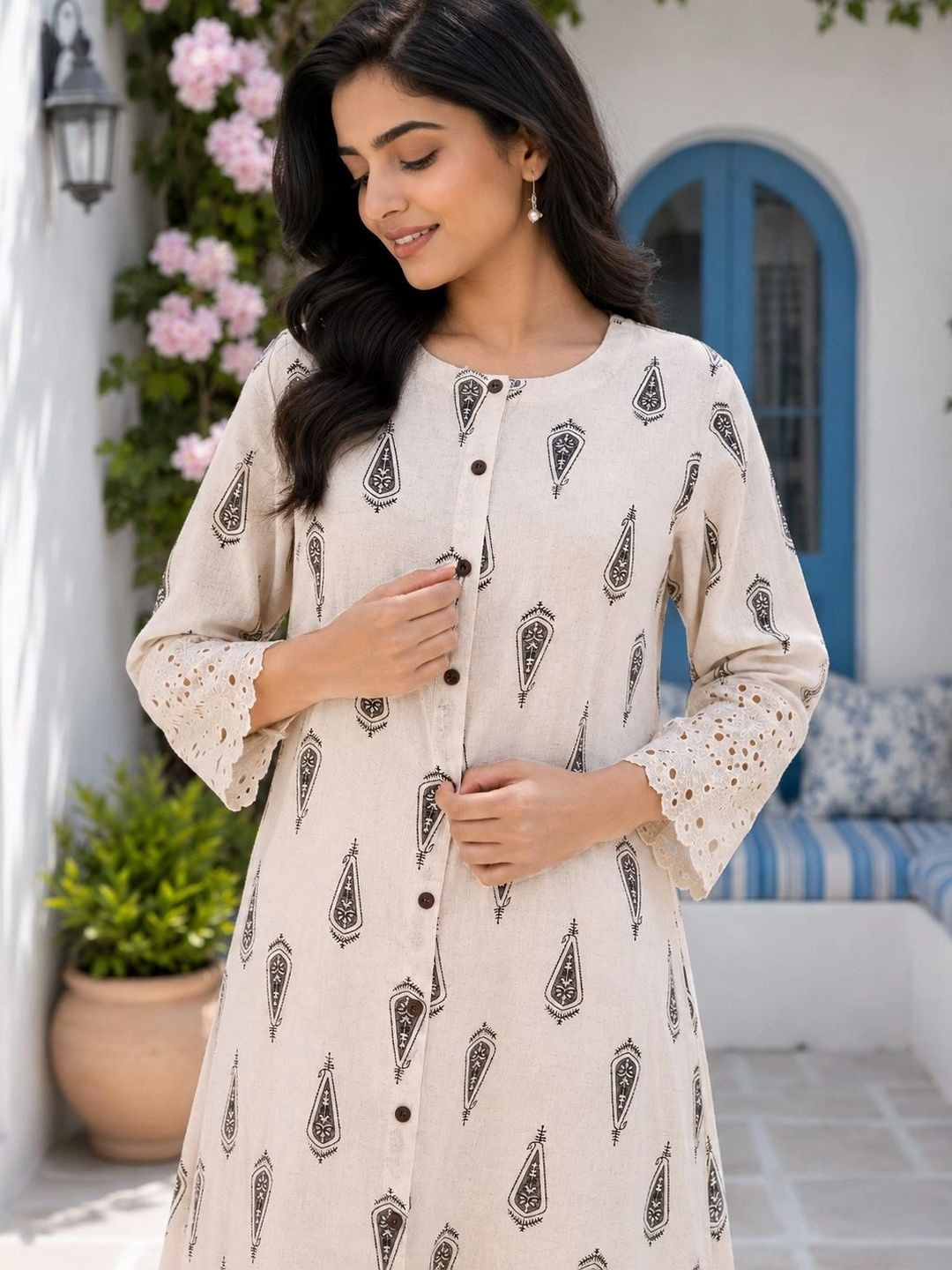 Anouk Women Ethnic Motifs Printed Regular Pure Cotton Kurta with Palazzos