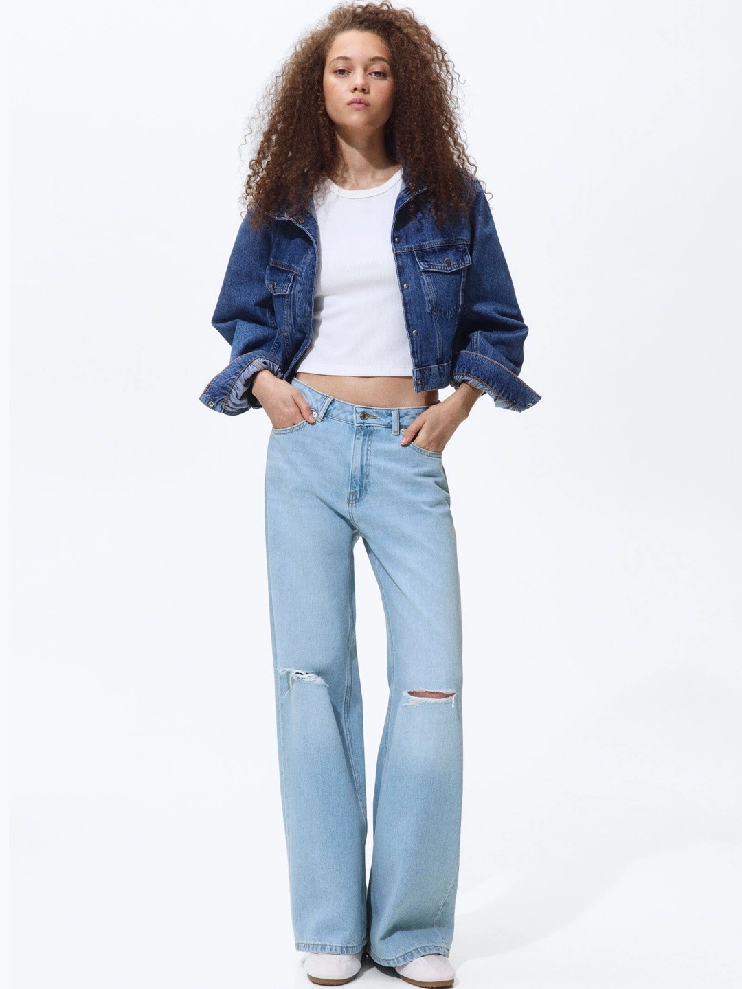 H&M Women Baggy Fit Pure Cotton Waist Jean