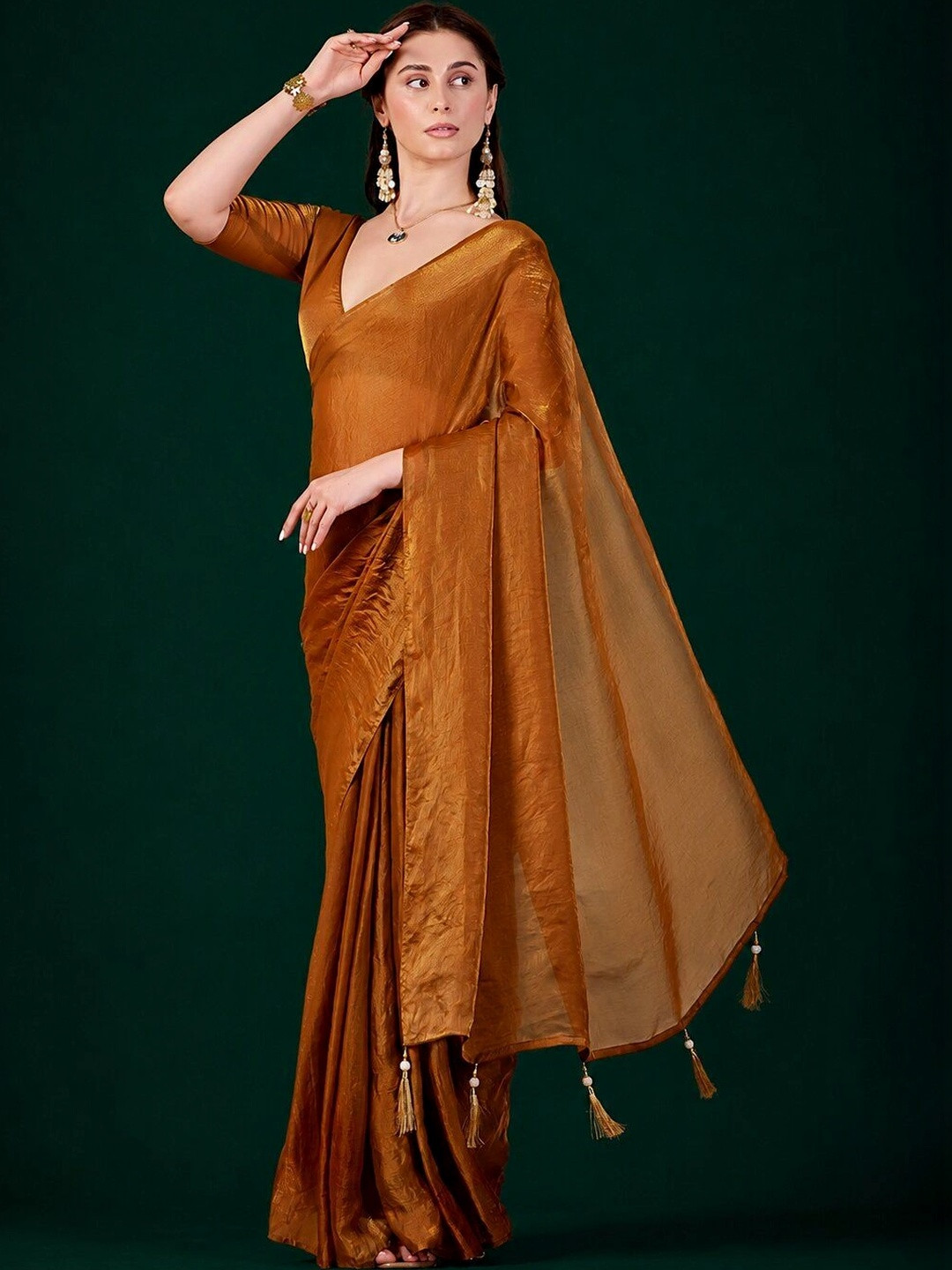 house of kk Patchwork Satin Ready To Wear Saree