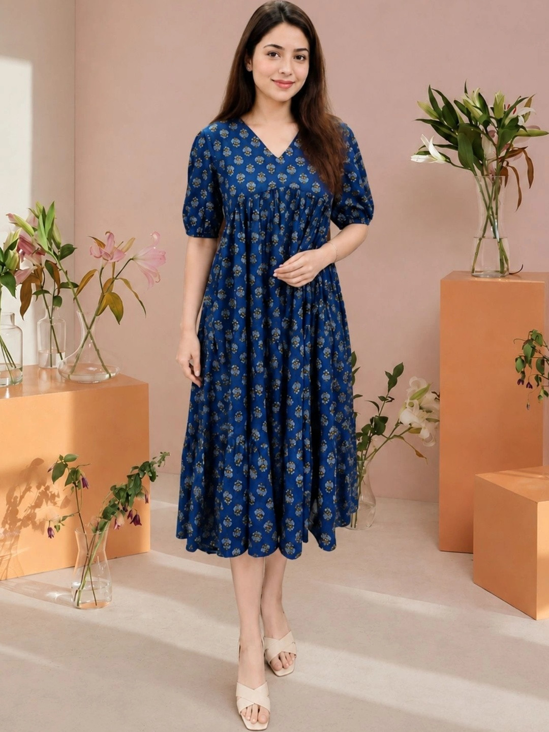 Twelve South Floral Print Fit & Flare Maxi Dress