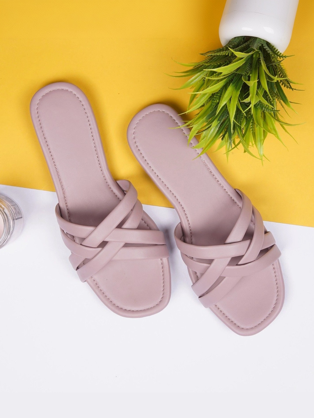 MAVTHA Women Striped Open Toe Flats