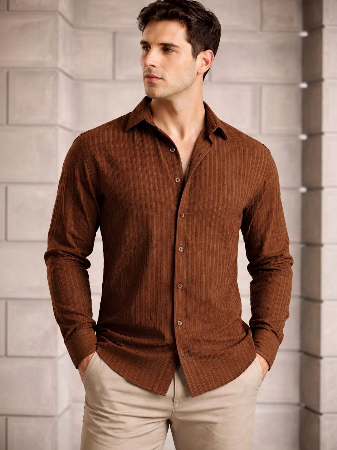 HERE&NOW Men Standard Striped Casual Shirt