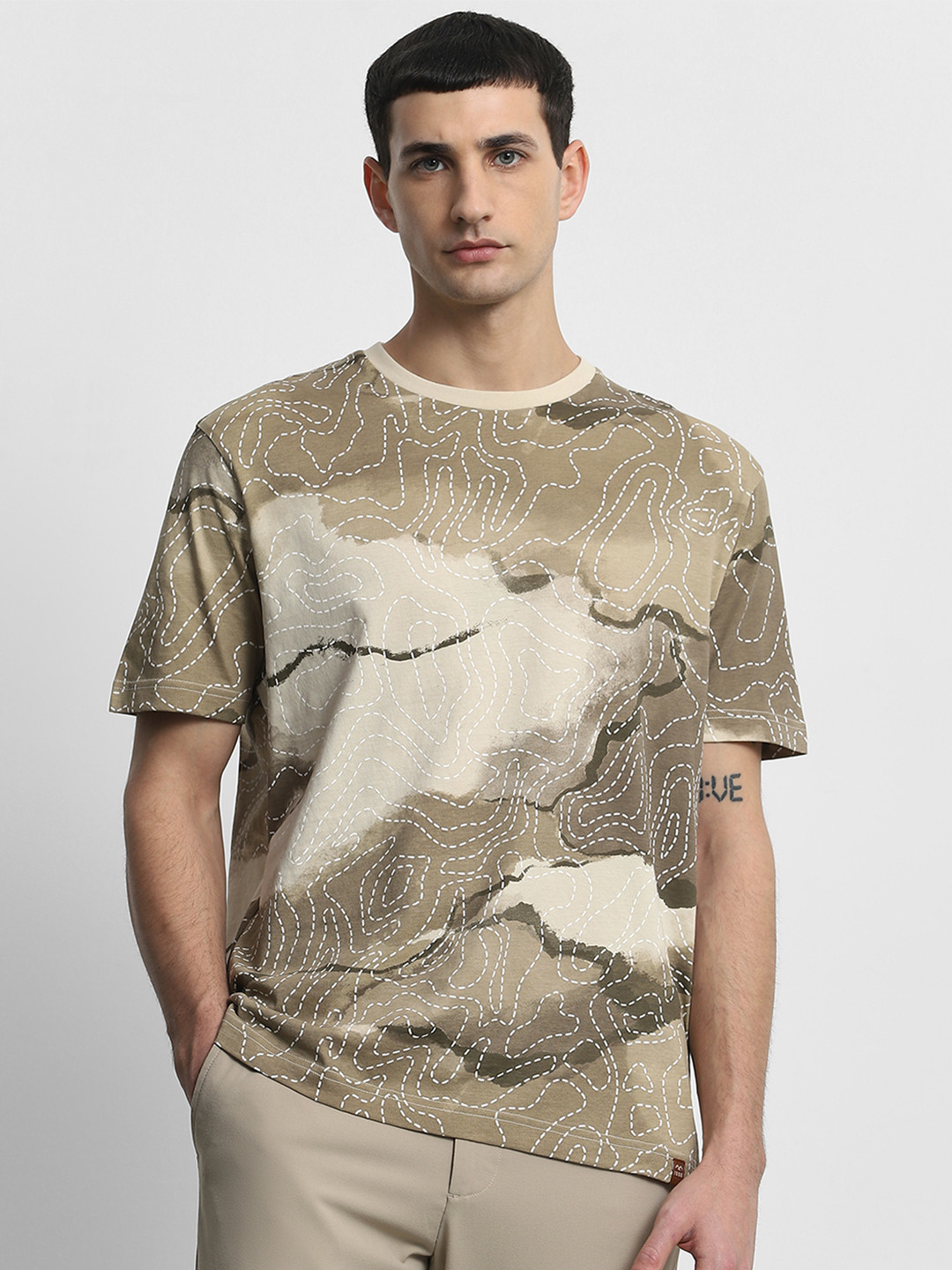 Mufti Camouflage Printed Polo Collar Short Sleeves Cotton T-Shirt