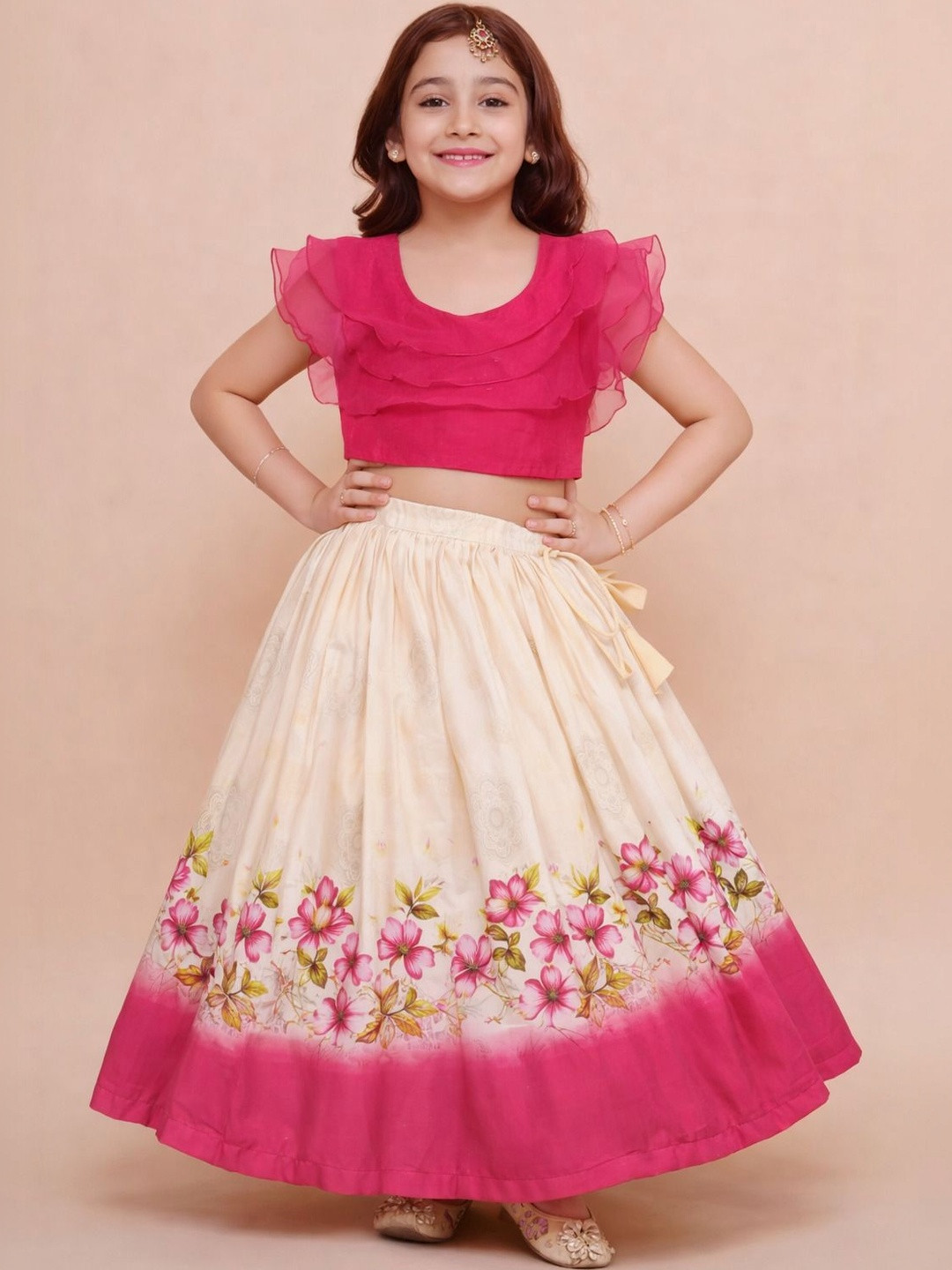 KATRODIYA ENTERPRISE Girls Tie and Dye Ready to Wear Lehenga &