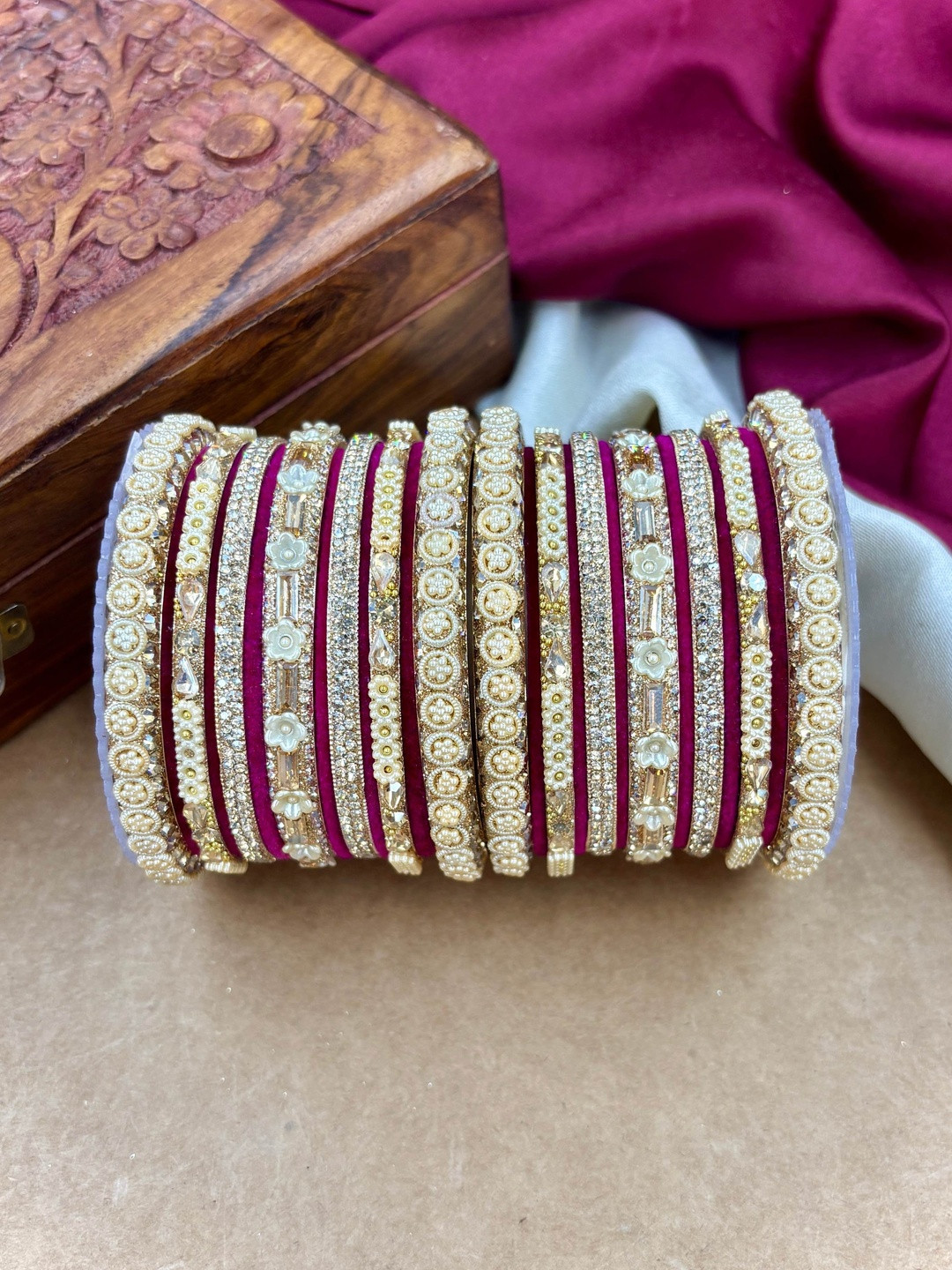 Wedding Chuda by Hitesh Bangles Set Of 22 Stone Studded Bangles