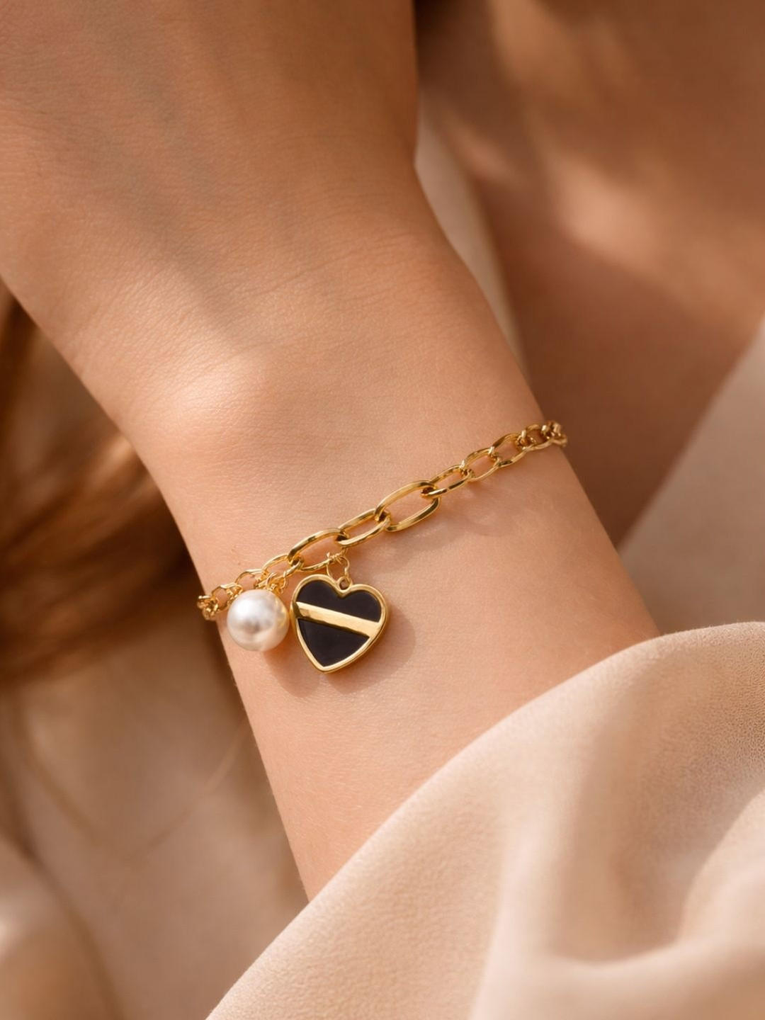 RaasRani Women Gold-Plated Pearls Wraparound Bracelet