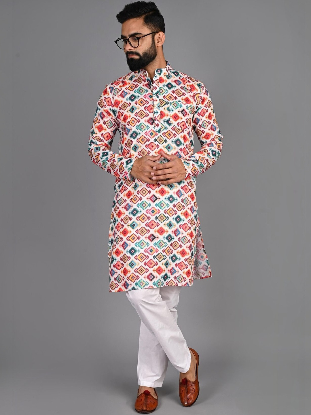Anouk Mirage Men Geometric Printed Thread Work Kurta
