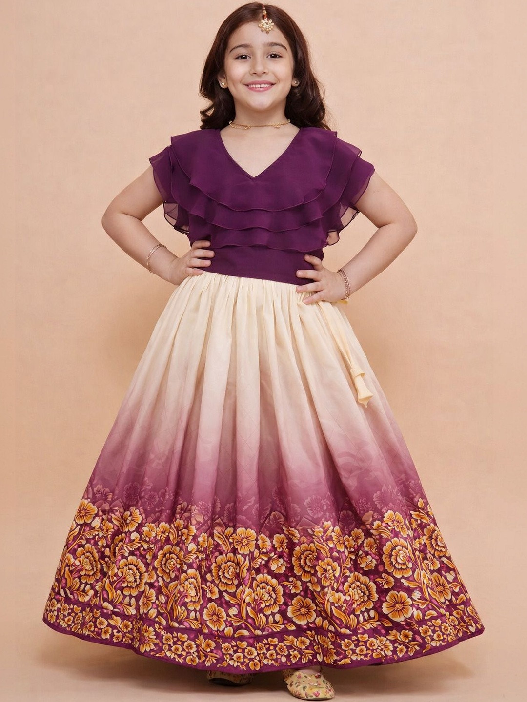 KATRODIYA ENTERPRISE Girls Tie and Dye Ready to Wear Lehenga &