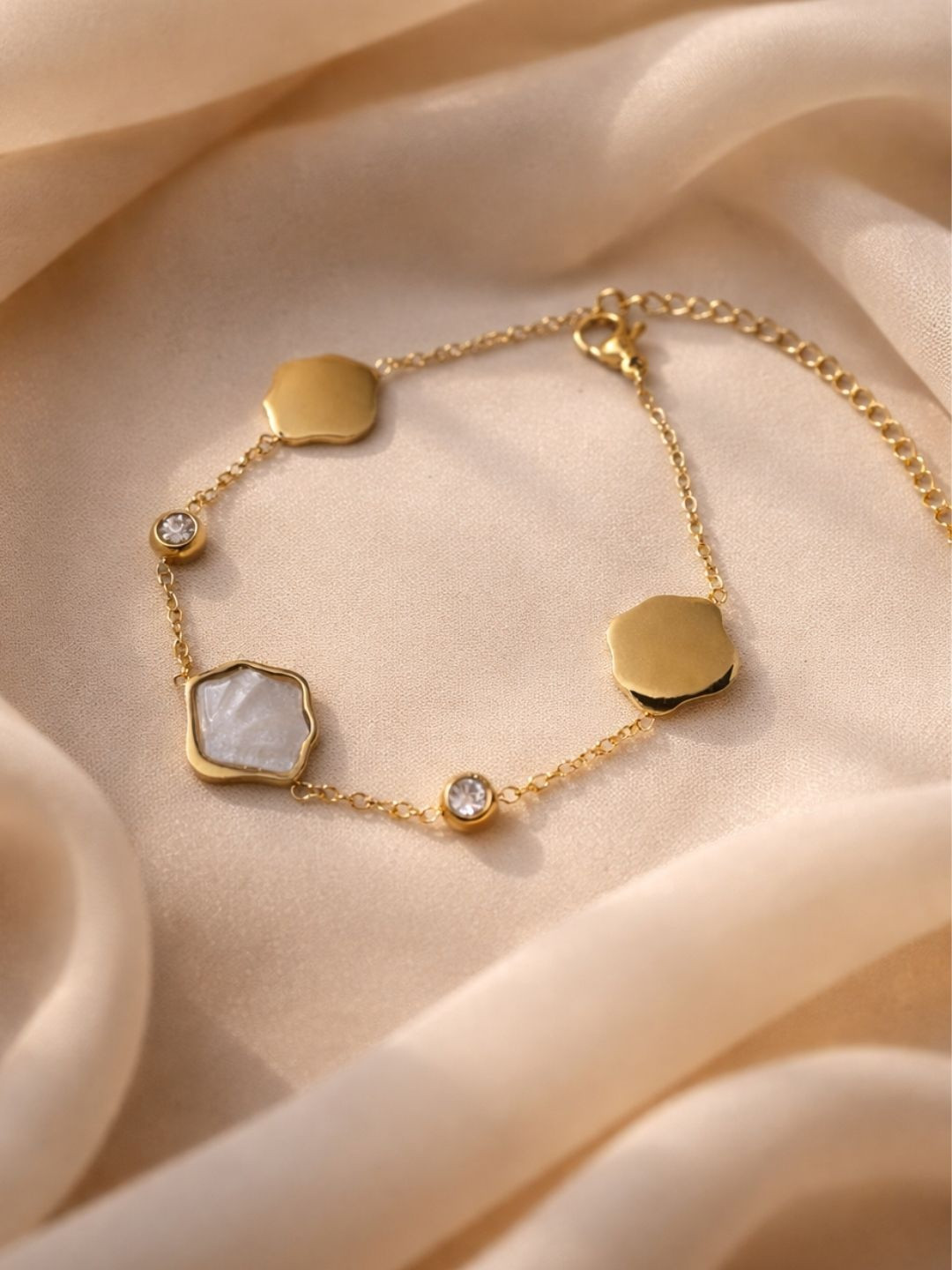 Raasrani Women Mother Of Pearl Gold Plated Wraparound Bracelet