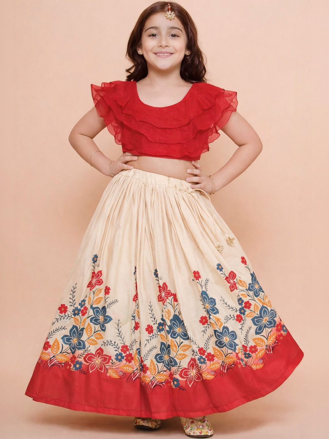 KATRODIYA ENTERPRISE Girls Tie and Dye Ready to Wear Lehenga &