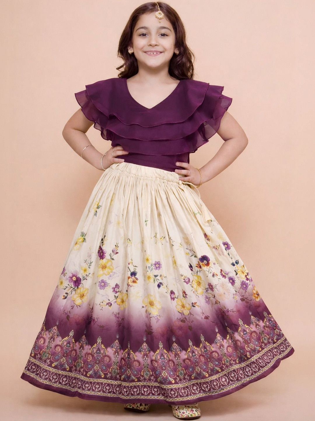 KATRODIYA ENTERPRISE Girls Semi-Stitched Lehenga &