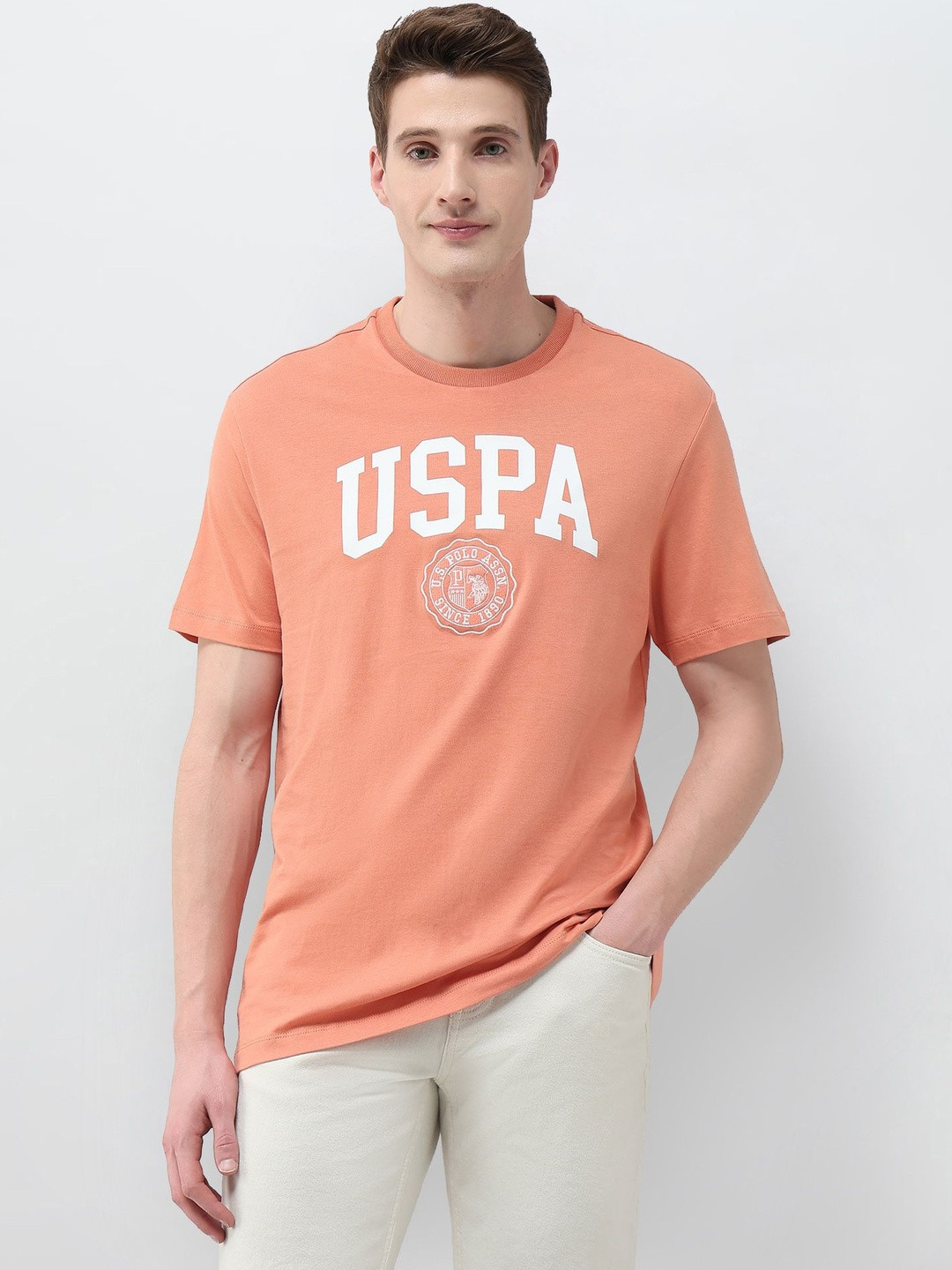 U.S. Polo Assn. Denim Co. Men Brand Logo Printed Slim Fit T-shirt