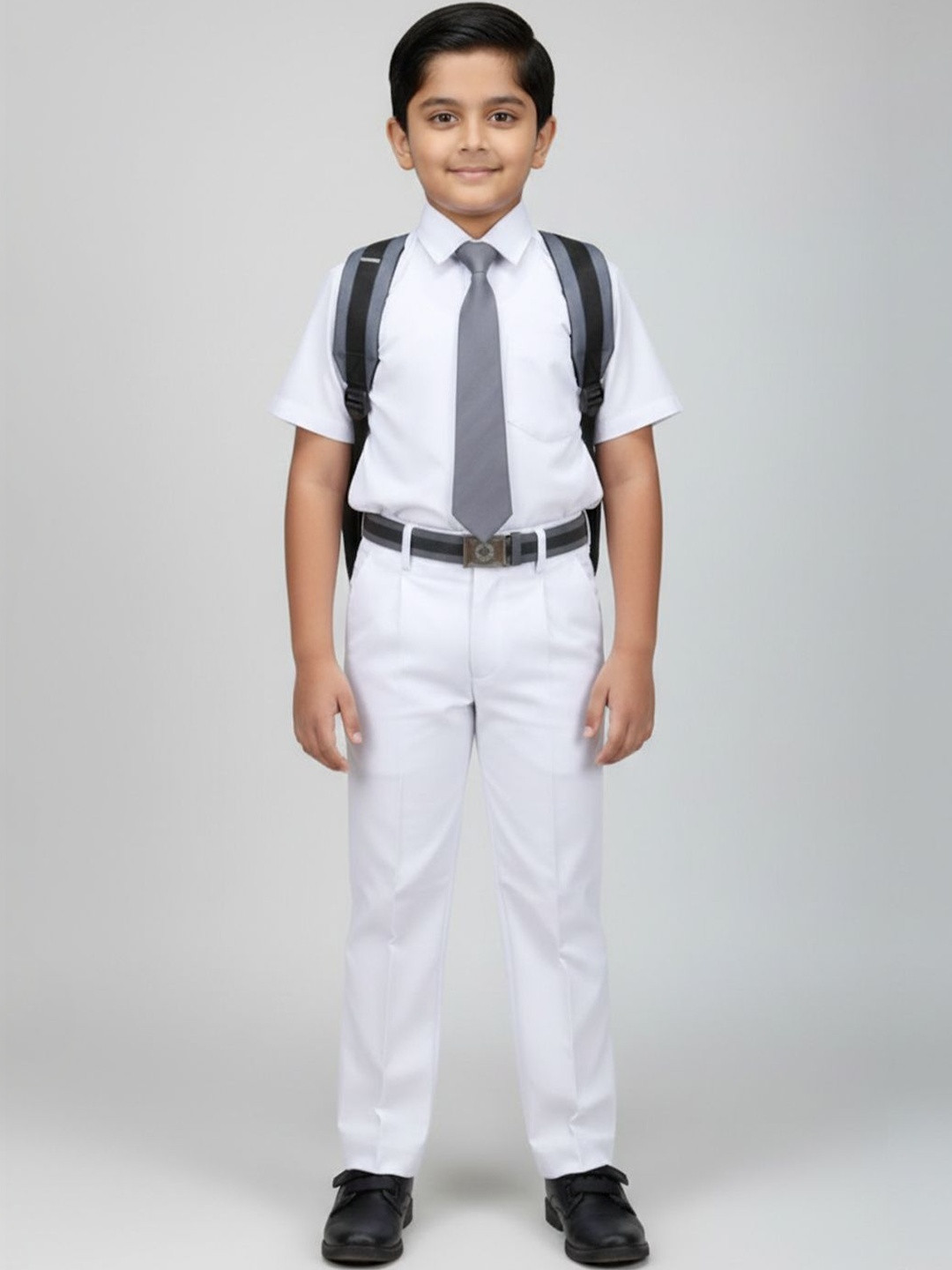 Cutiekins Boys White Solid Regular Fit School Uniform Trousers Pant