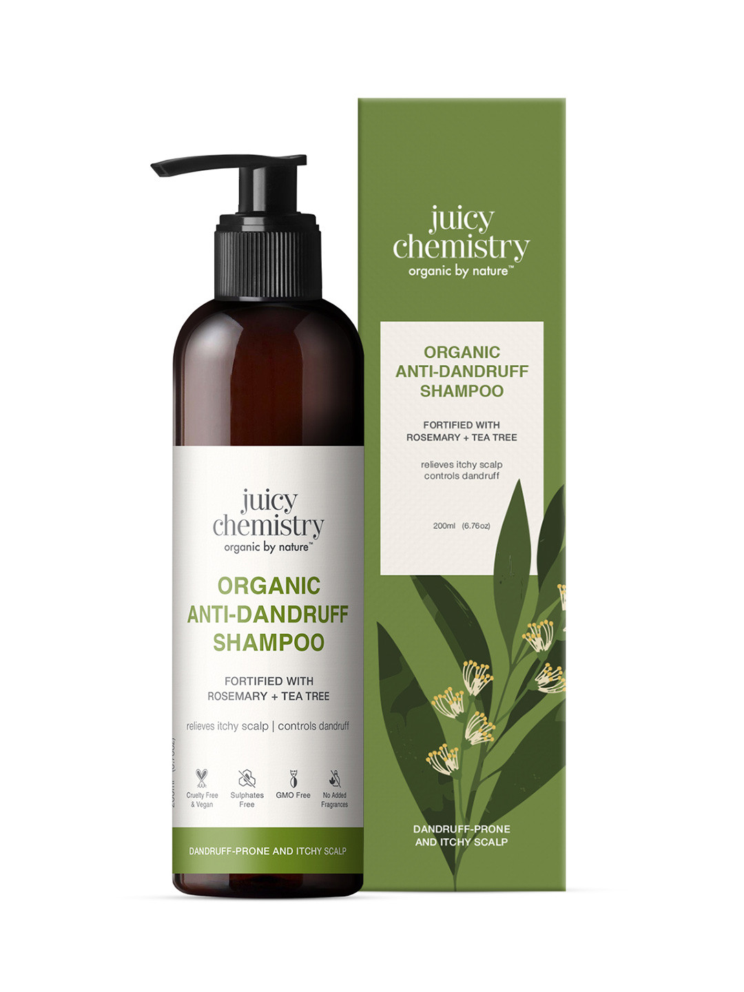 Juicy Chemistry Organic Anti-Dandruff Shampoo With Rosemary & Tea Tree - 200ml